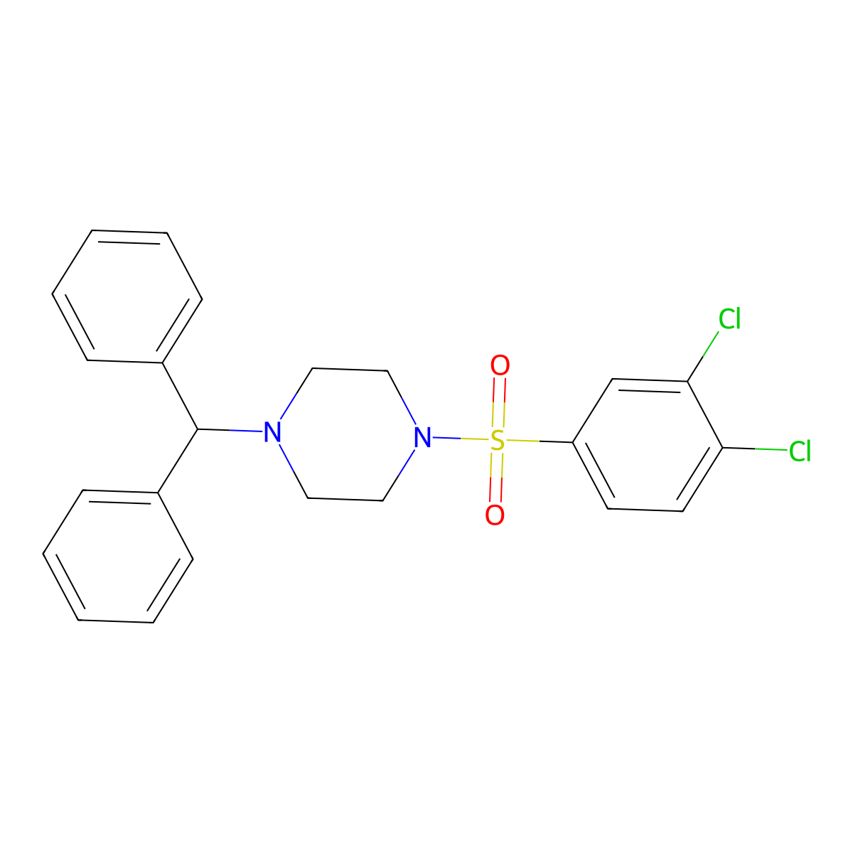 1-(3,4-Dichlorobenzenesulfonyl)-4-(diphenylmethyl)piperazine molecular structure, CAS 736150-26-8