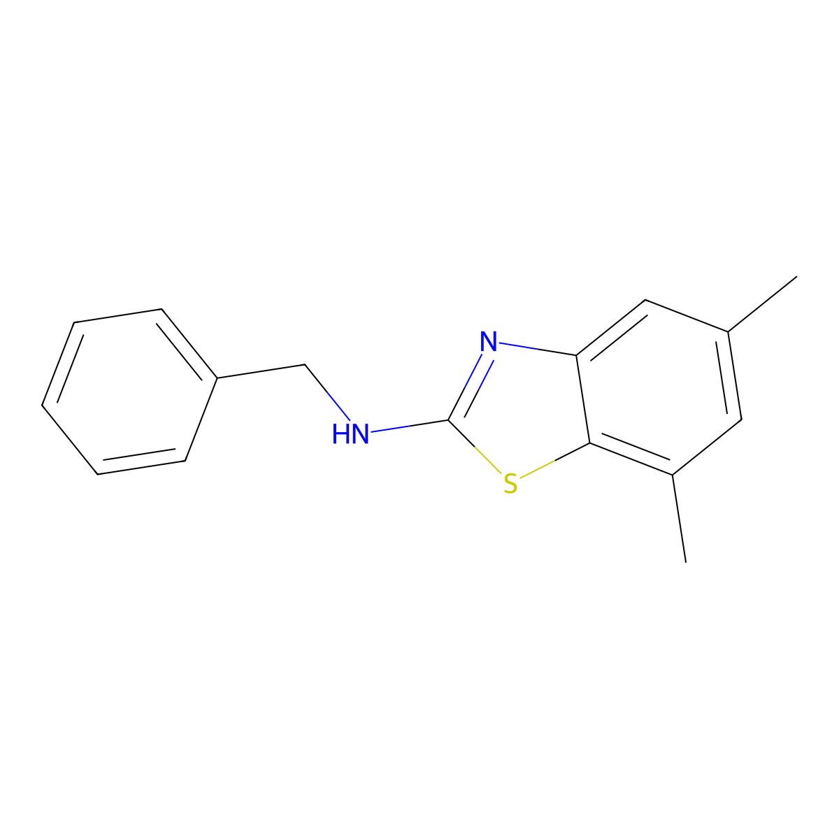 N-benzyl-5,7-dimethyl-1,3-benzothiazol-2-amine molecular structure, CAS 736152-34-4