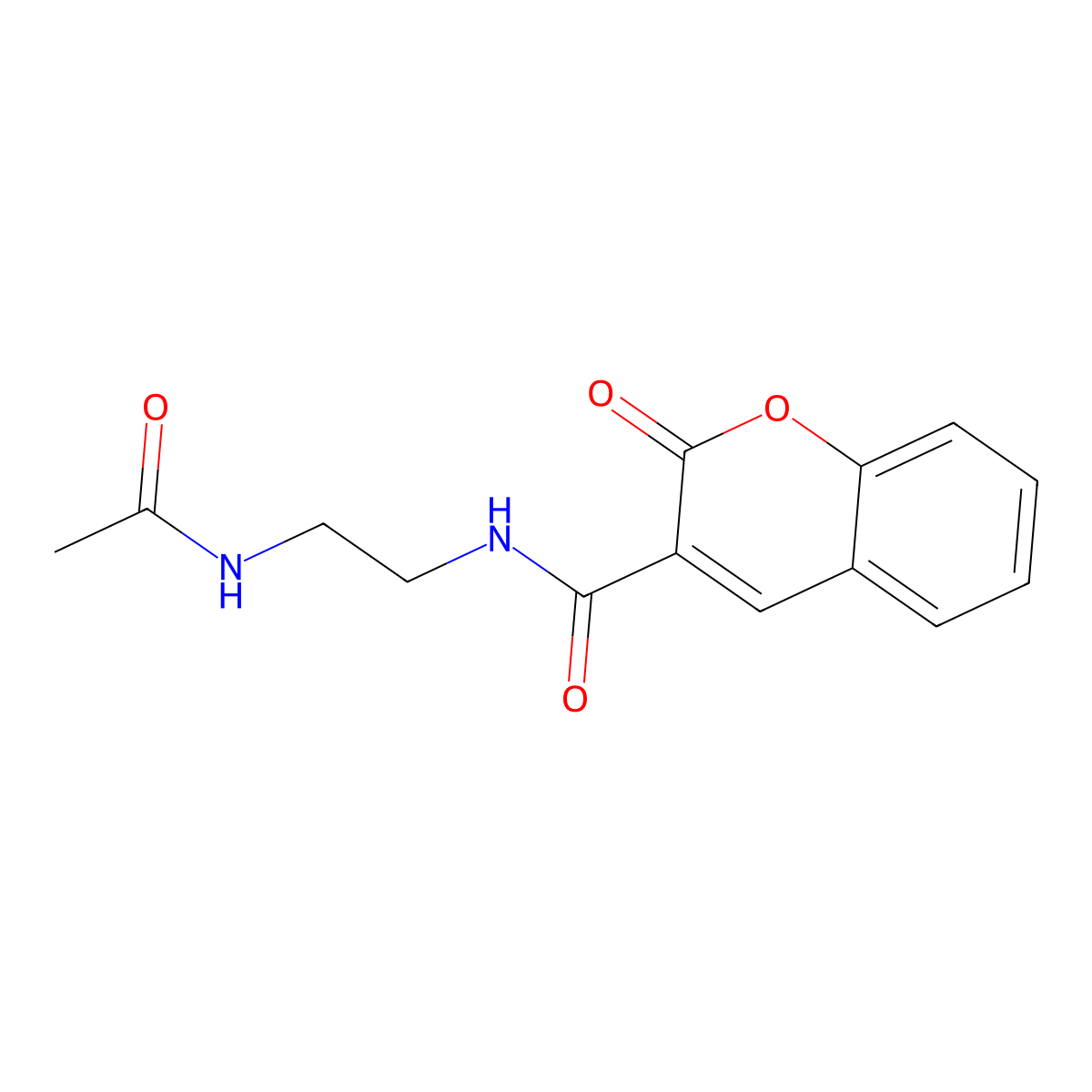 N-(2-acetamidoethyl)-2-oxochromene-3-carboxamide molecular structure, CAS 736153-12-1