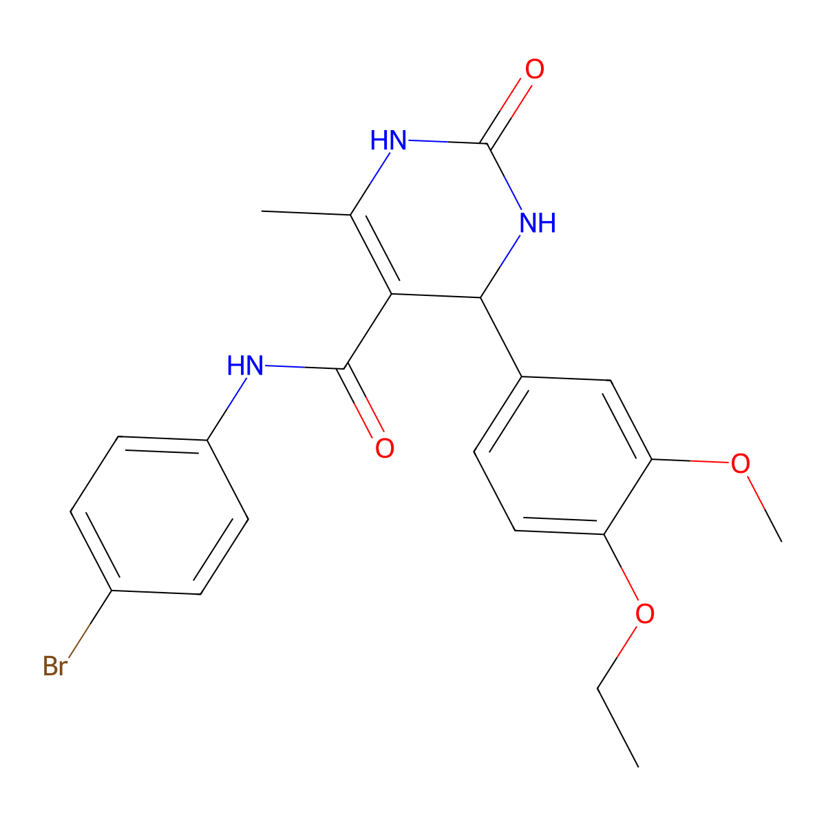 N-(4-bromophenyl)-4-(4-ethoxy-3-methoxyphenyl)-6-methyl-2-oxo-1,2,3,4-tetrahydropyrimidine-5-carboxamide molecular structure, CAS 736153-50-7