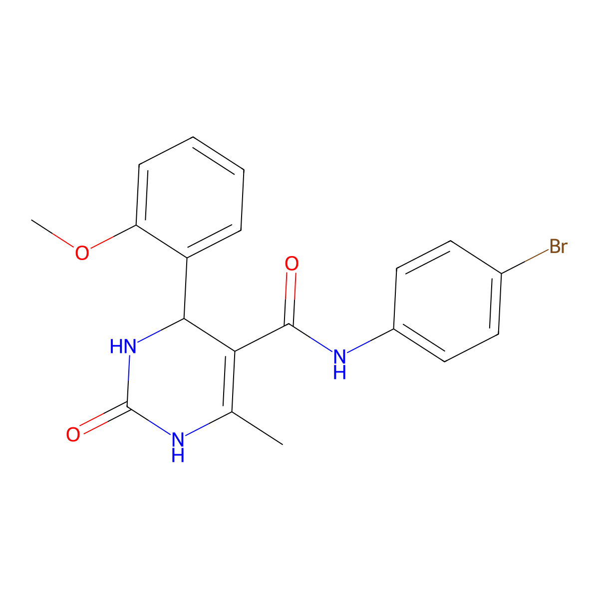 N-(4-bromophenyl)-4-(2-methoxyphenyl)-6-methyl-2-oxo-1,2,3,4-tetrahydropyrimidine-5-carboxamide molecular structure, CAS 736154-22-6