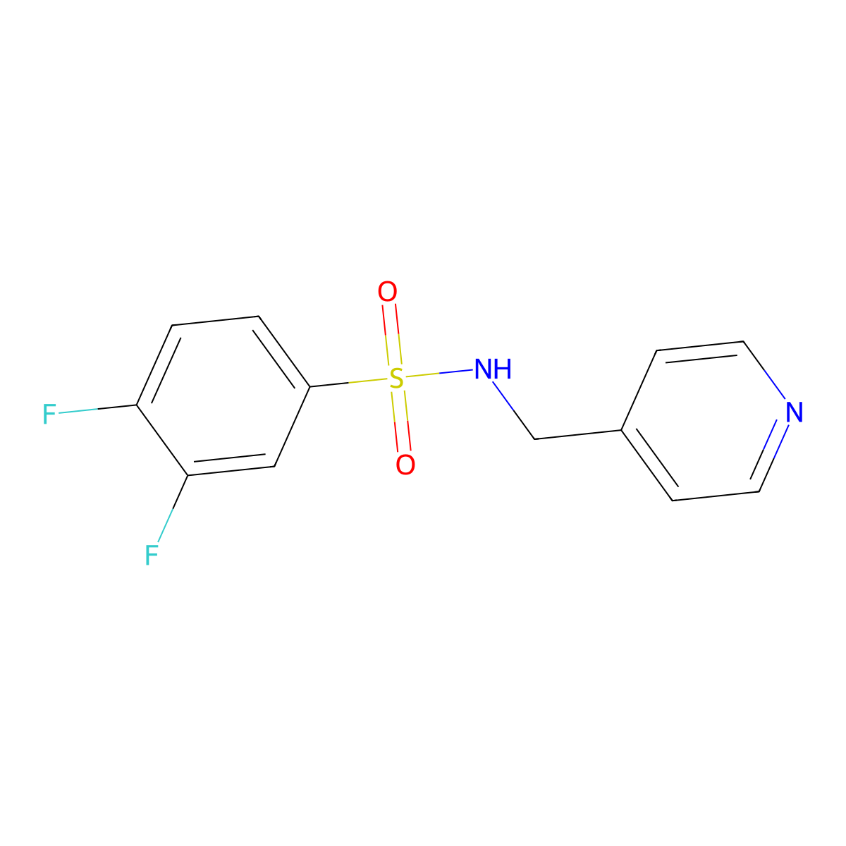 3,4-difluoro-N-(pyridin-4-ylmethyl)benzenesulfonamide molecular structure, CAS 736154-60-2