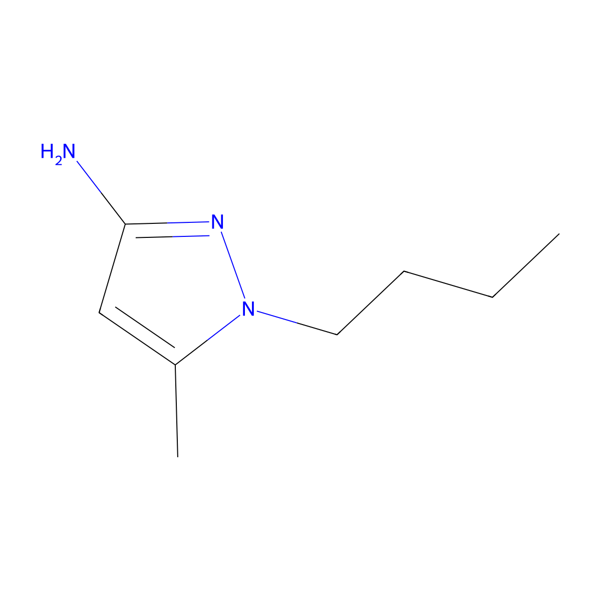 1-butyl-5-methyl-1H-pyrazol-3-amine molecular structure, CAS 73616-26-9