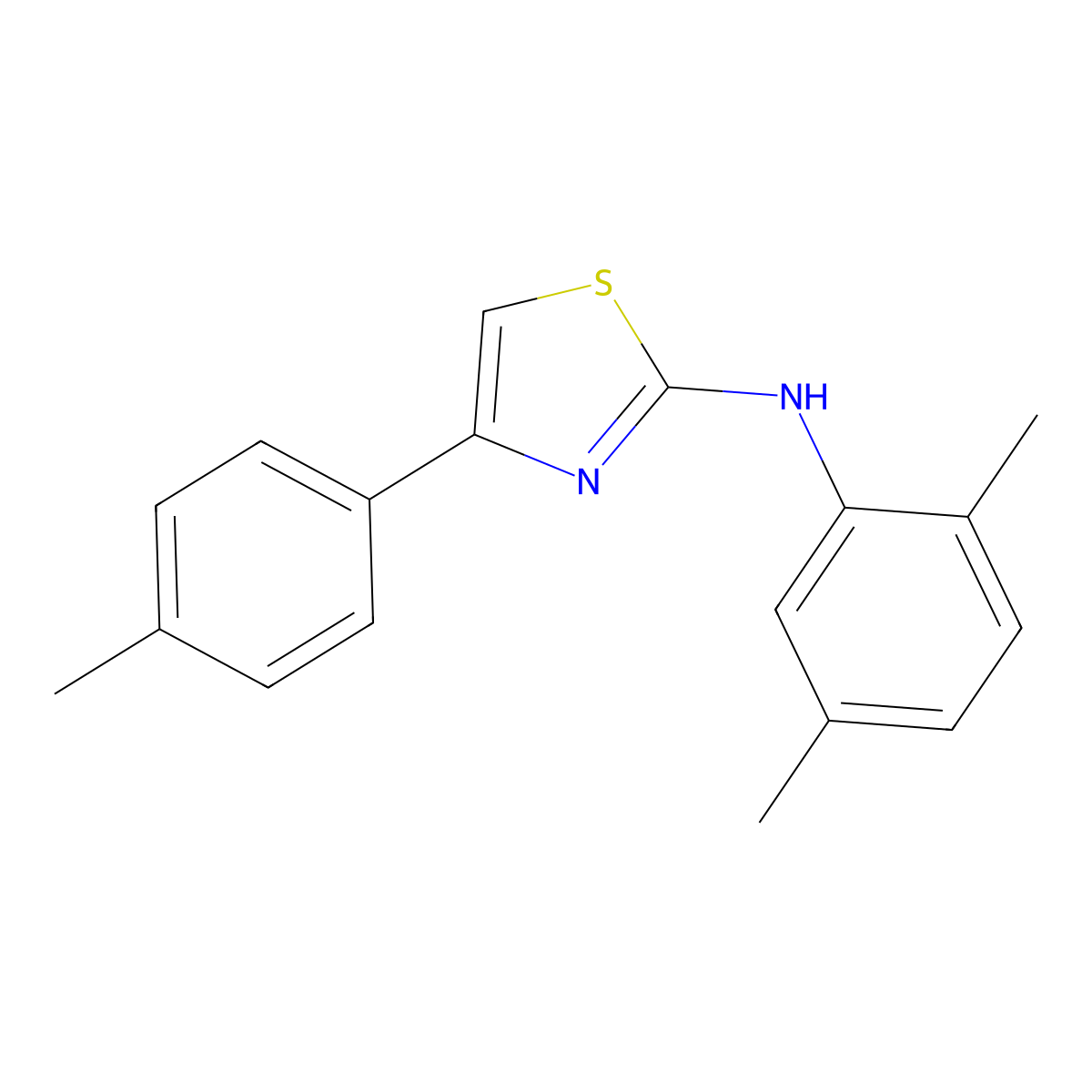 N-(2,5-dimethylphenyl)-4-(4-methylphenyl)-1,3-thiazol-2-amine molecular structure, CAS 736162-71-3
