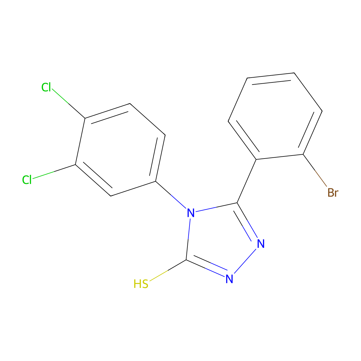 5-(2-bromophenyl)-4-(3,4-dichlorophenyl)-4H-1,2,4-triazole-3-thiol molecular structure, CAS 736162-74-6