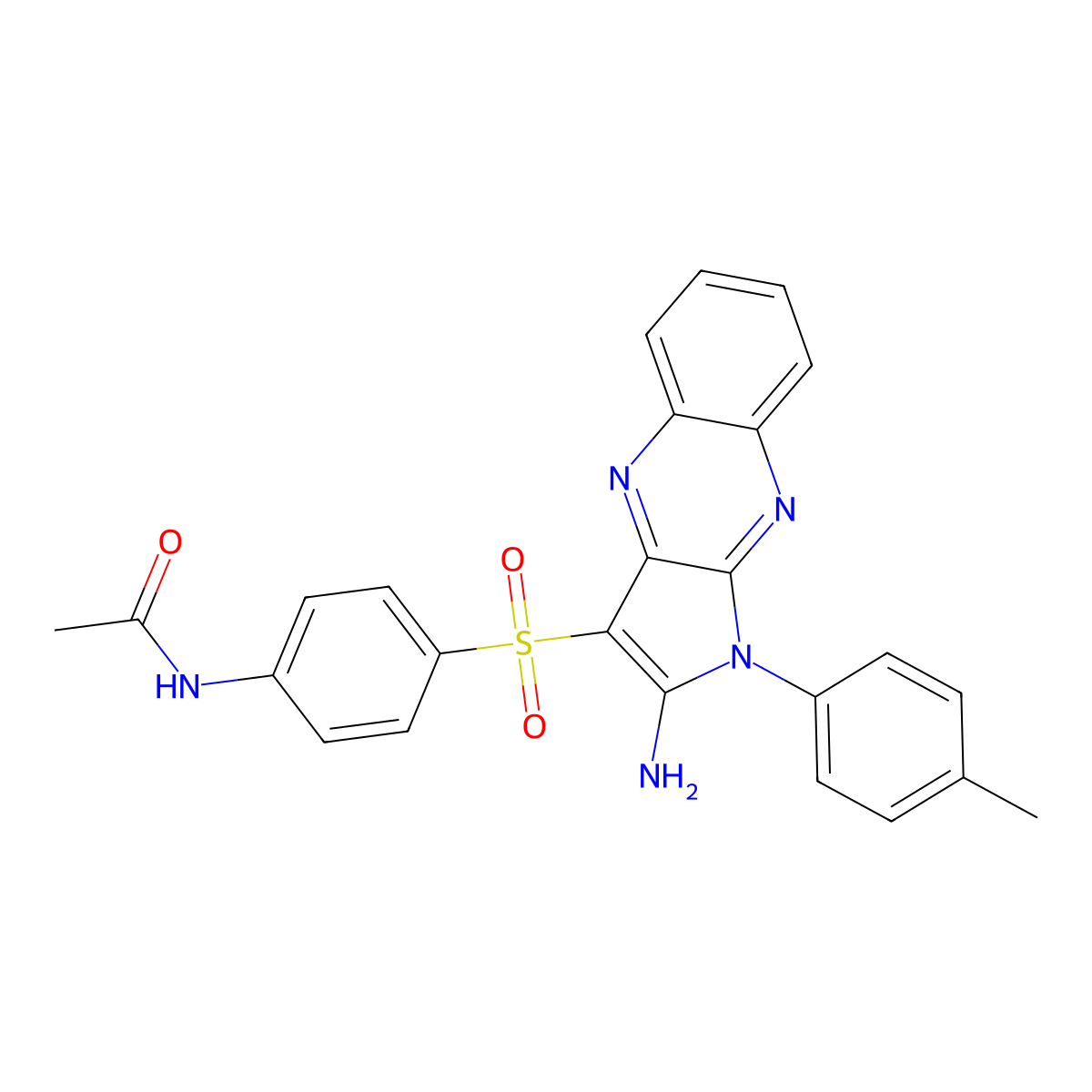 N-(4-{[2-amino-1-(4-methylphenyl)-1H-pyrrolo[2,3-b]quinoxalin-3-yl]sulfonyl}phenyl)acetamide molecular structure, CAS 736163-90-9