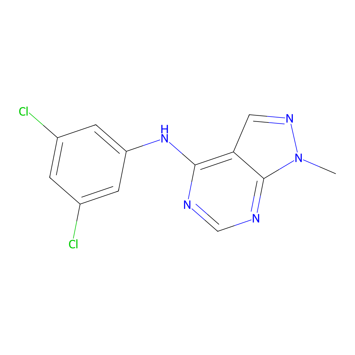 N-(3,5-dichlorophenyl)-1-methyl-1H-pyrazolo[3,4-d]pyrimidin-4-amine molecular structure, CAS 736164-80-0