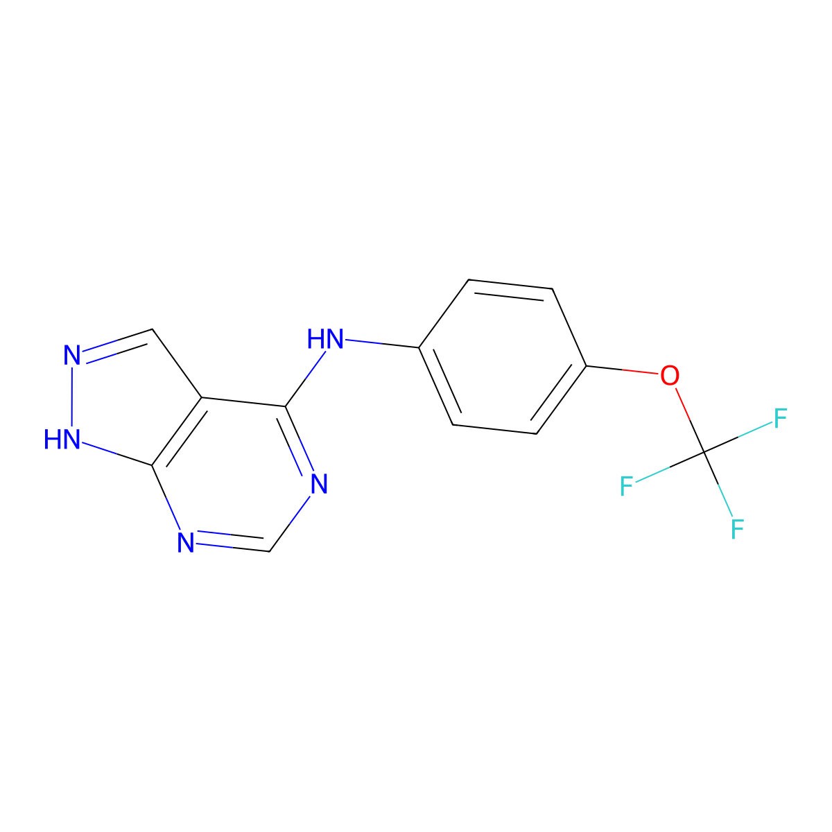N-[4-(trifluoromethoxy)phenyl]-1H-pyrazolo[3,4-d]pyrimidin-4-amine molecular structure, CAS 736168-35-7