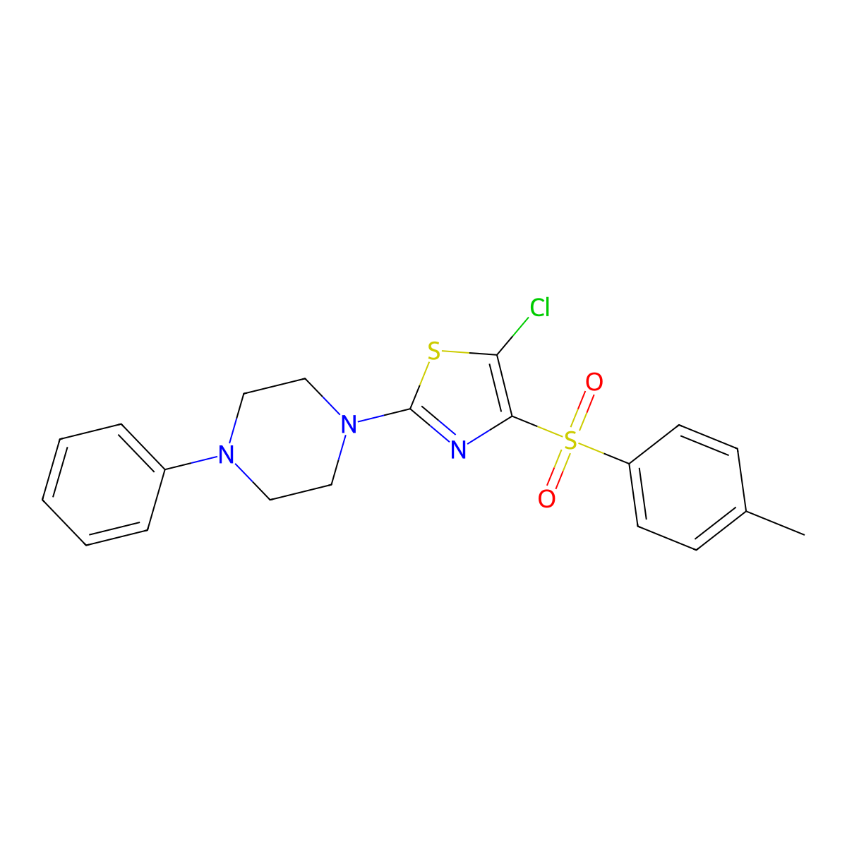 1-[5-Chloro-4-(4-methylbenzenesulfonyl)-1,3-thiazol-2-yl]-4-phenylpiperazine molecular structure, CAS 736169-73-6