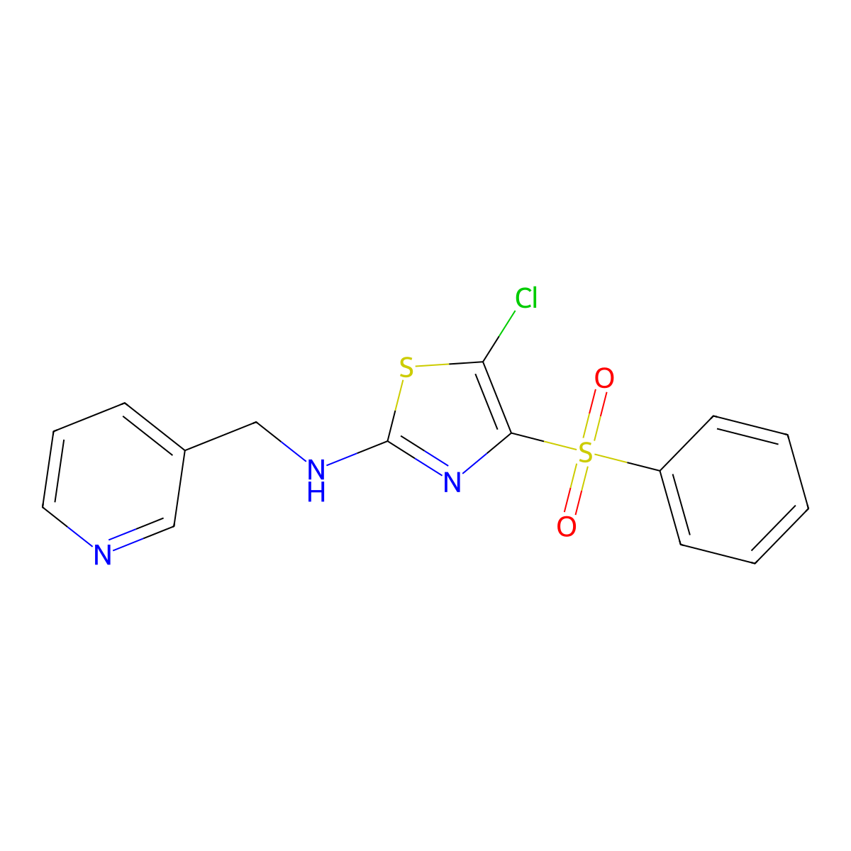 4-(benzenesulfonyl)-5-chloro-N-(pyridin-3-ylmethyl)-1,3-thiazol-2-amine molecular structure, CAS 736169-75-8