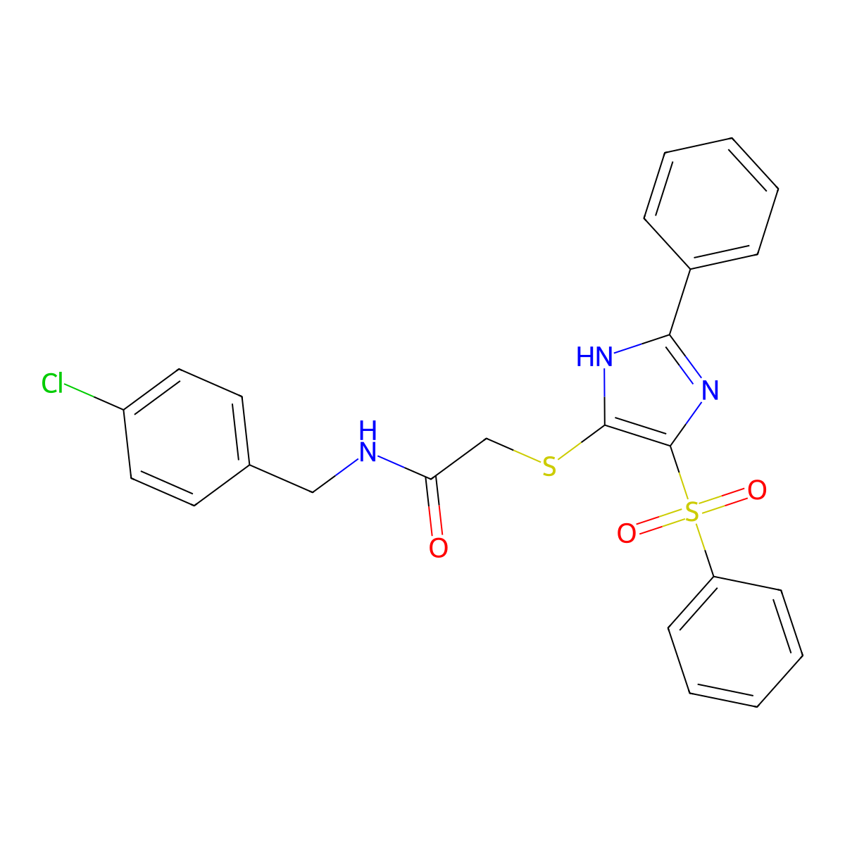 2-{[4-(benzenesulfonyl)-2-phenyl-1H-imidazol-5-yl]sulfanyl}-N-[(4-chlorophenyl)methyl]acetamide molecular structure, CAS 736169-77-0
