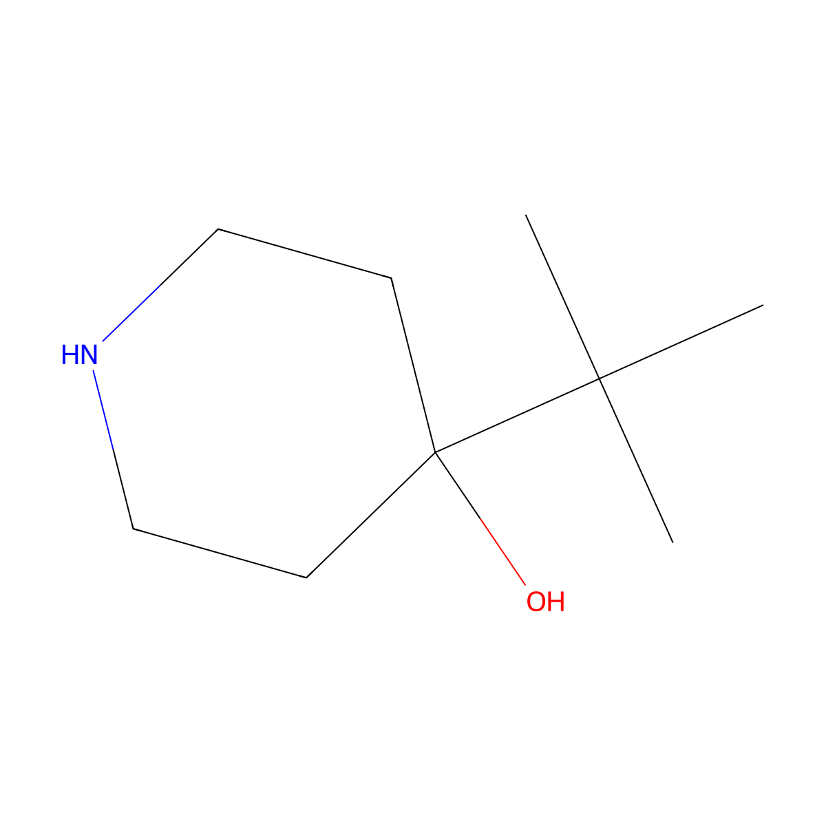 4-Tert-butylpiperidin-4-ol molecular structure, CAS 73617-82-0