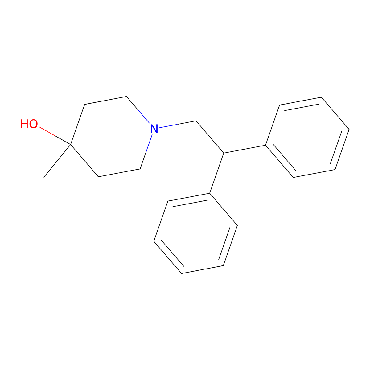 4-Methyl-1-(2,2-diphenylethyl)-4-piperidinol molecular structure, CAS 73617-86-4