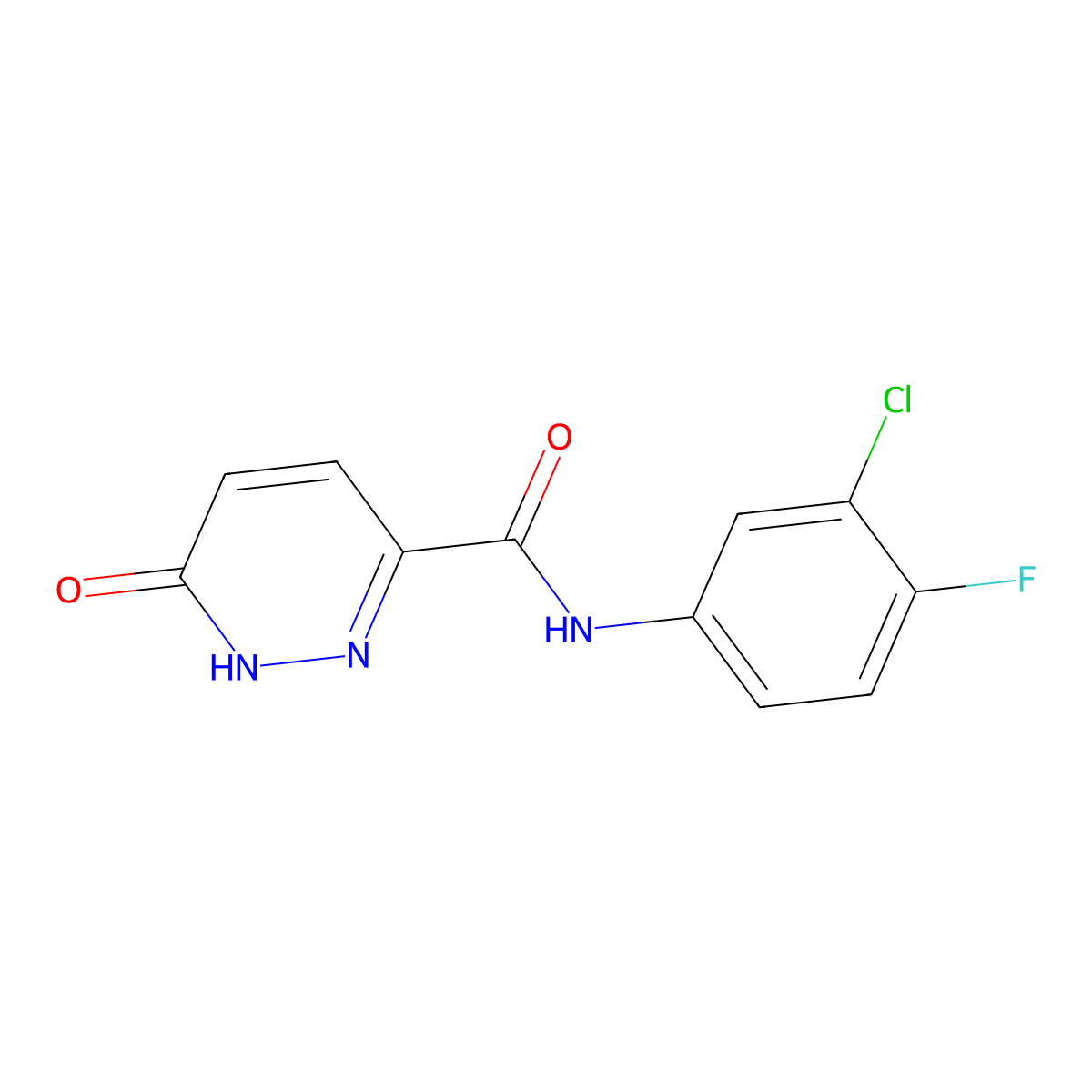 N-(3-chloro-4-fluorophenyl)-6-oxo-1,6-dihydropyridazine-3-carboxamide molecular structure, CAS 736186-76-8