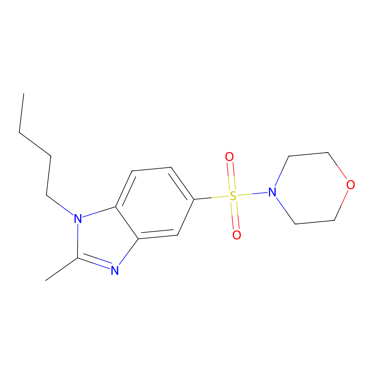 1-butyl-2-methyl-5-(morpholine-4-sulfonyl)-1H-1,3-benzodiazole molecular structure, CAS 736188-82-2