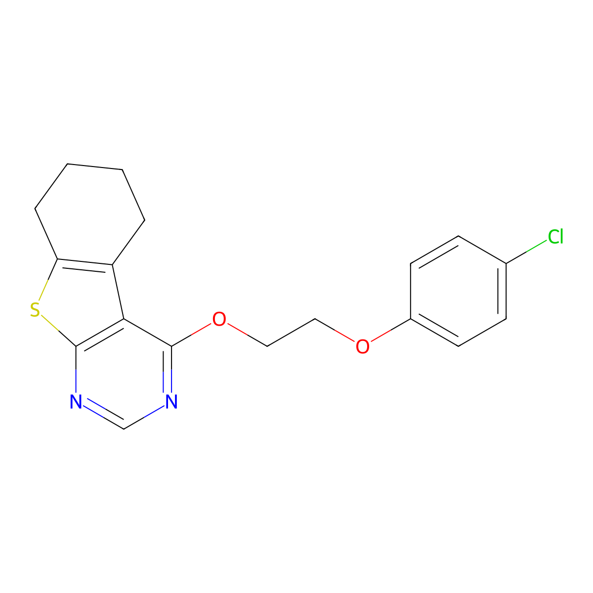 3-[2-(4-Chlorophenoxy)ethoxy]-8-thia-4,6-diazatricyclo[7.4.0.0^{2,7}]trideca-1(9),2,4,6-tetraene molecular structure, CAS 736192-85-1