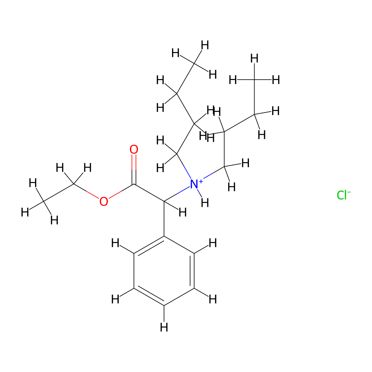 Ethyl (dibutylamino)(phenyl)acetate--hydrogen chloride (1/1) molecular structure, CAS 73622-53-4