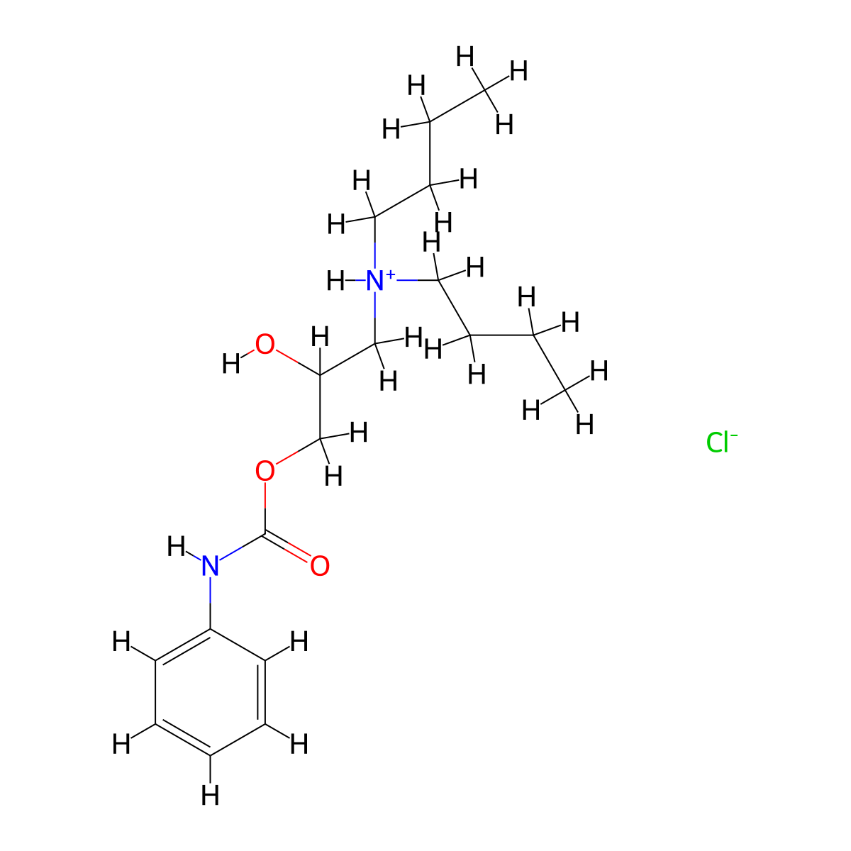 3-(Dibutylamino)-2-hydroxypropyl hydrogen phenylcarbonimidate--hydrogen chloride (1/1) molecular structure, CAS 73623-05-9