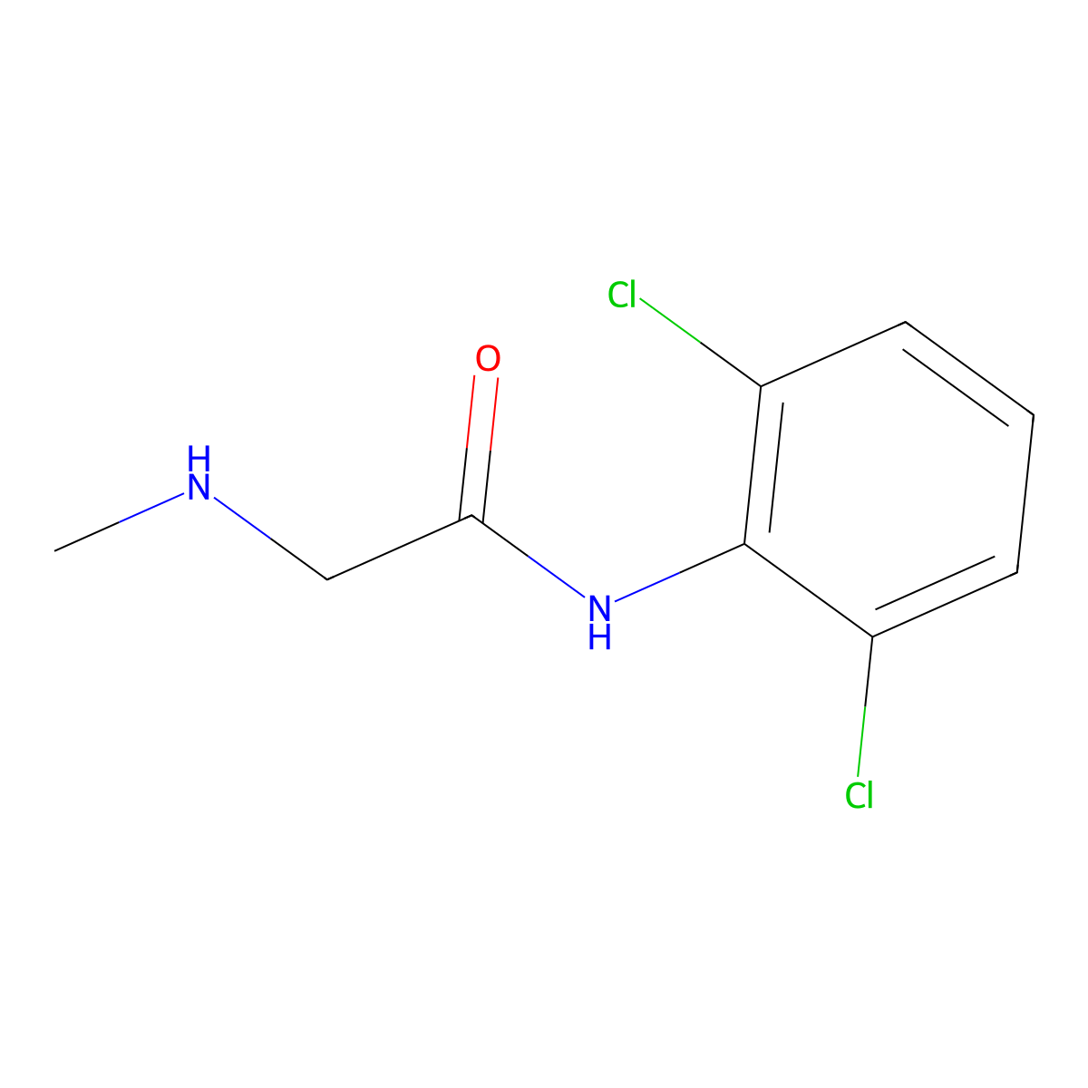 Acetanilide, 2',6'-dichloro-2-methylamino- molecular structure, CAS 73623-37-7