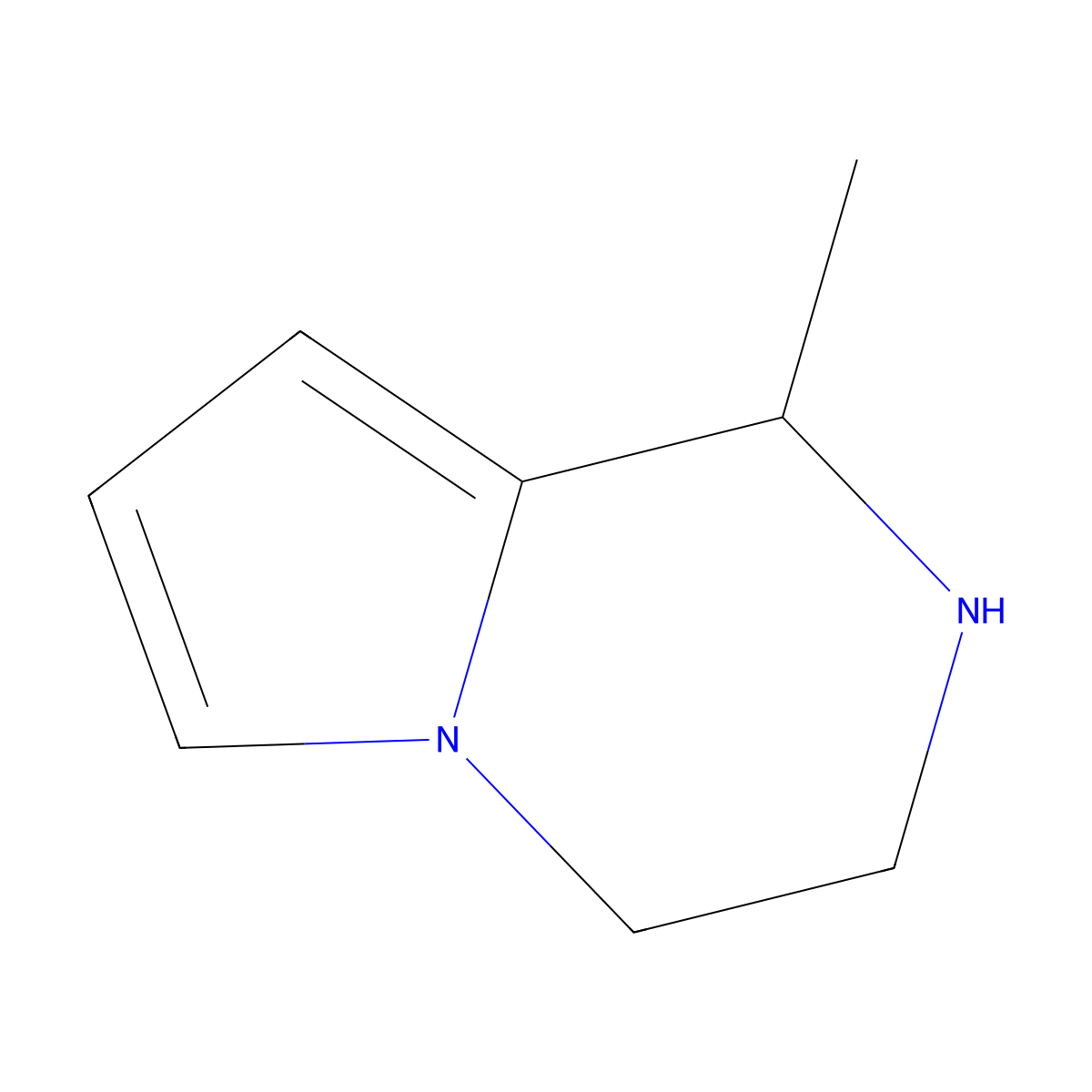 1-methyl-1H,2H,3H,4H-pyrrolo(1,2-a)pyrazine molecular structure, CAS 73627-18-6