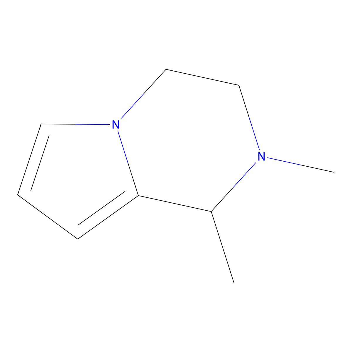 1,2,3,4-Tetrahydro-1,2-dimethylpyrrolo[1,2-a]pyrazine molecular structure, CAS 73627-19-7
