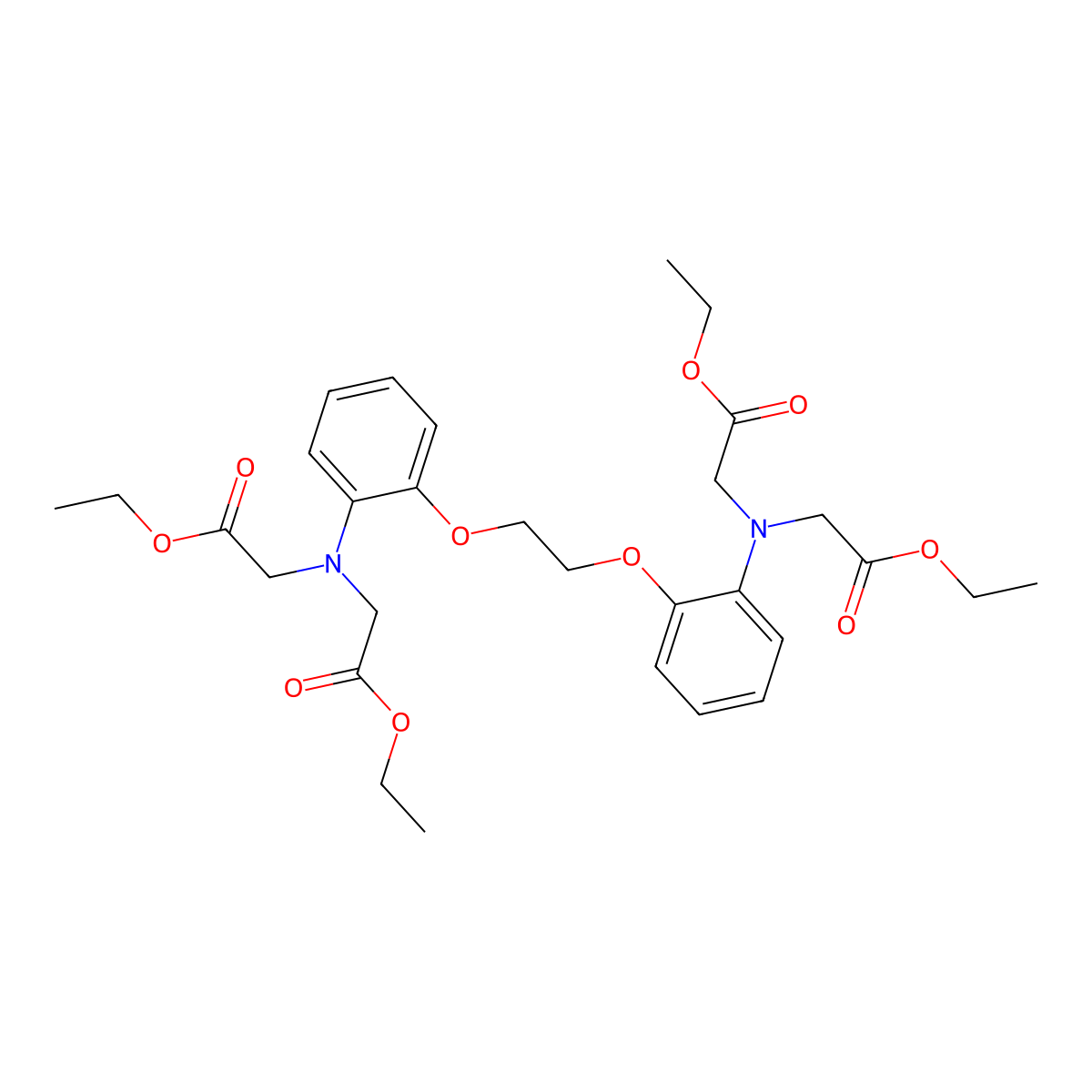 Tetraethyl 2,2',2'',2'''-(ethane-1,2-diylbis(oxy-2,1-phenylenenitrilo))tetraacetate molecular structure, CAS 73630-07-6