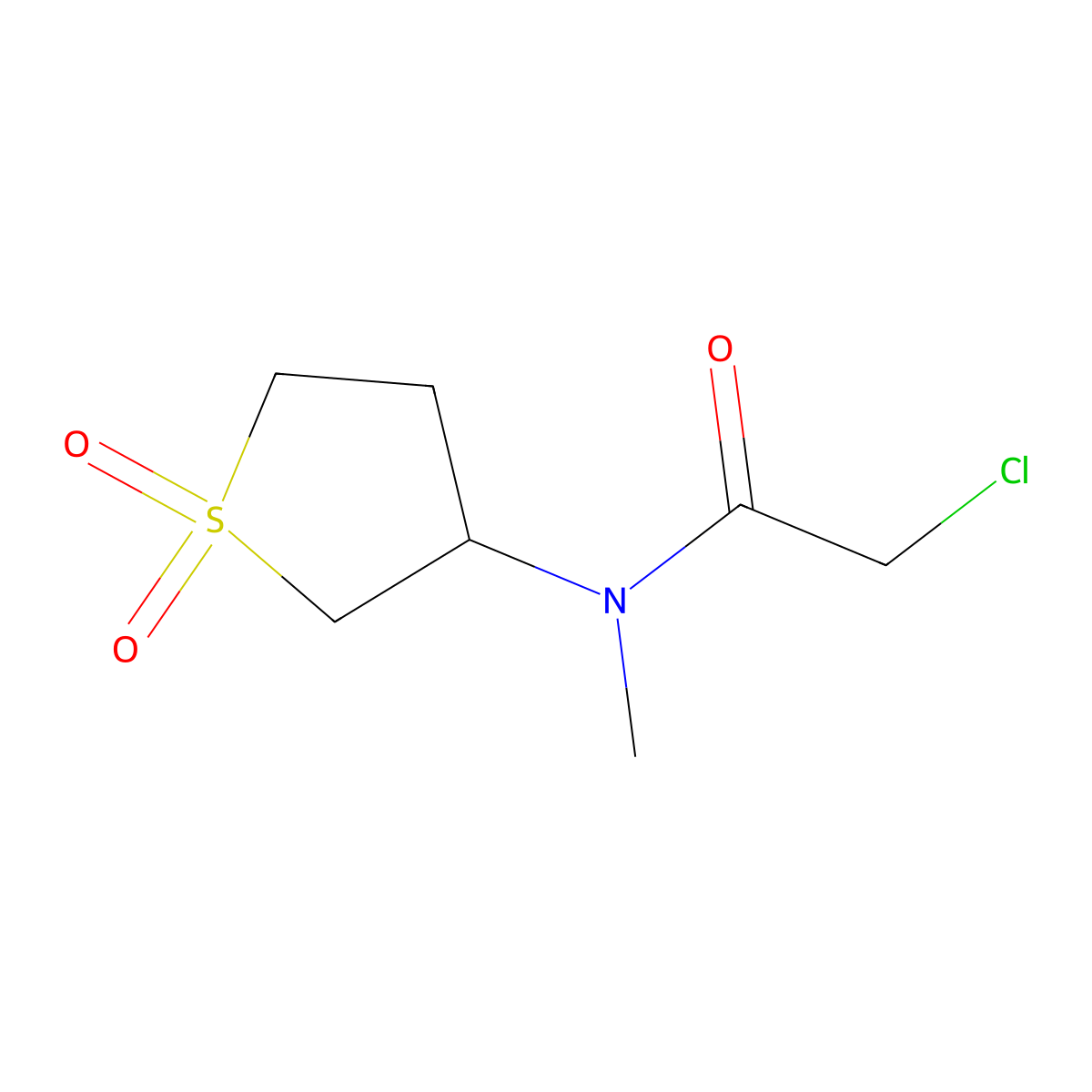 2-Chloro-N-(1,1-dioxo-tetrahydro-1lambda*6*-thiophen-3-yl)-N-methyl-acetamide molecular structure, CAS 7365-23-3