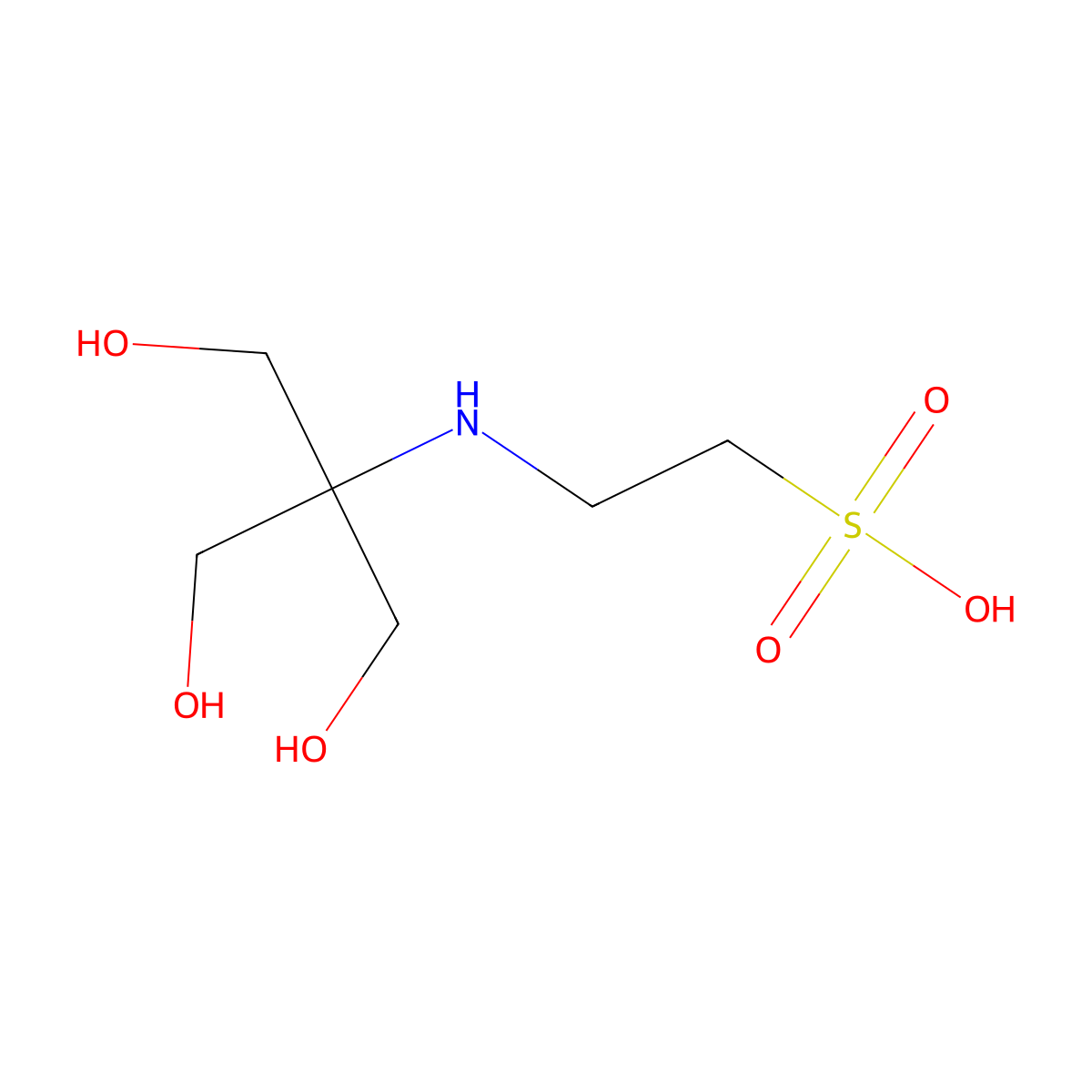 N-tris(hydroxymethyl)methyl-2-aminoethanesulfonic acid molecular structure, CAS 7365-44-8