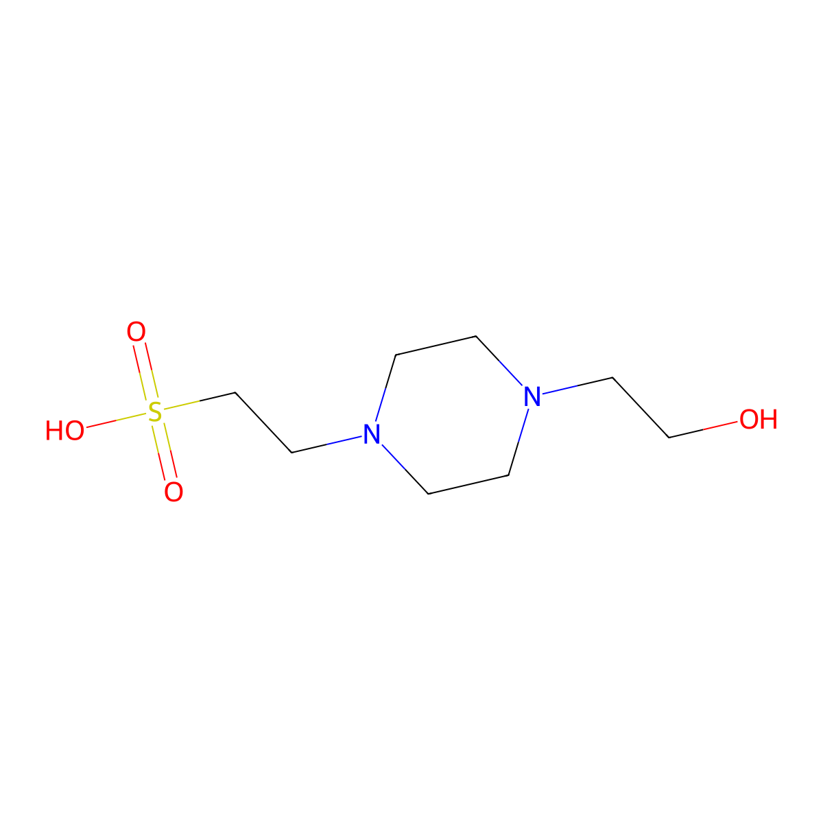 4-(2-Hydroxyethyl)-1-piperazineethanesulfonic acid molecular structure, CAS 7365-45-9