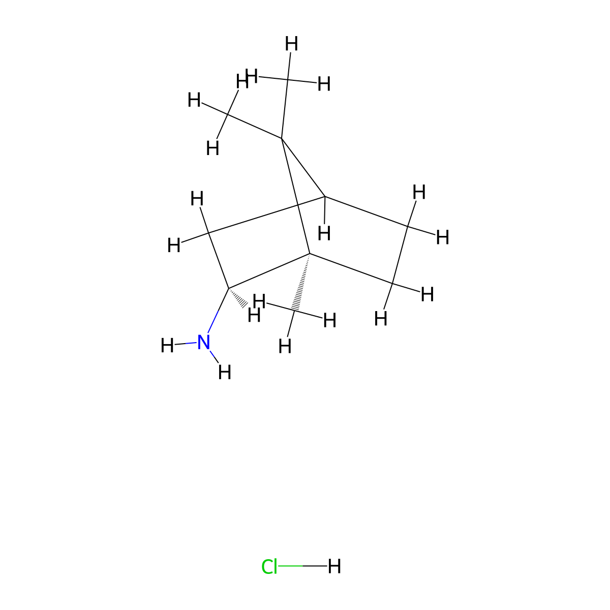 (1R,2S)-1,7,7-Trimethyl-bicyclo[2.2.1]hept-2-ylamine hydrochloride molecular structure, CAS 73657-24-6