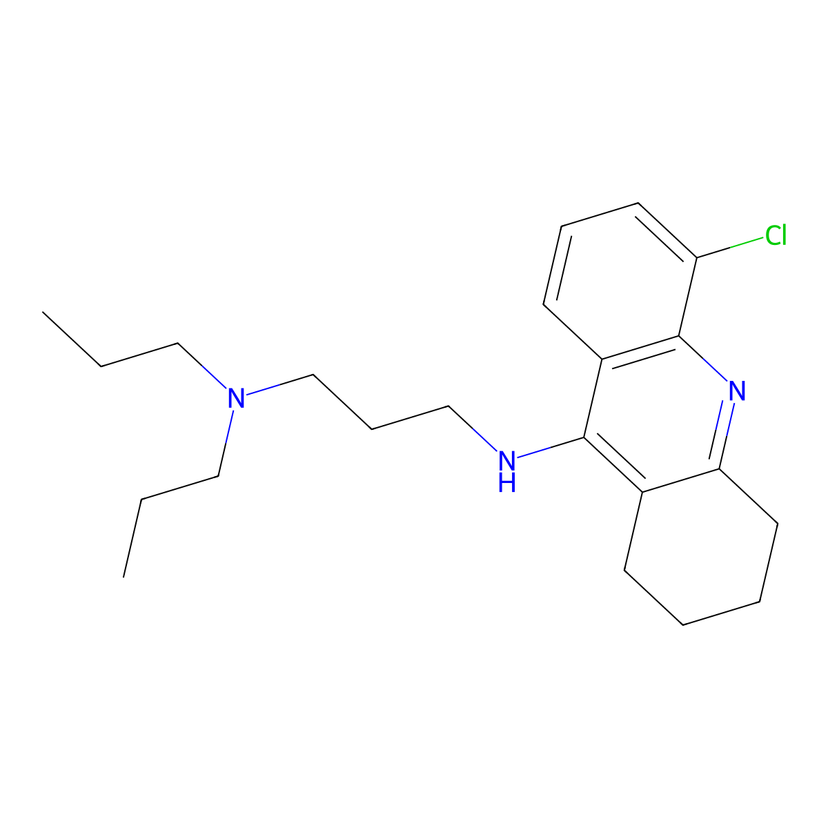 Acridine, 1,2,3,4-tetrahydro-5-chloro-9-(3-(dipropylamino)propylamino)- molecular structure, CAS 73663-85-1
