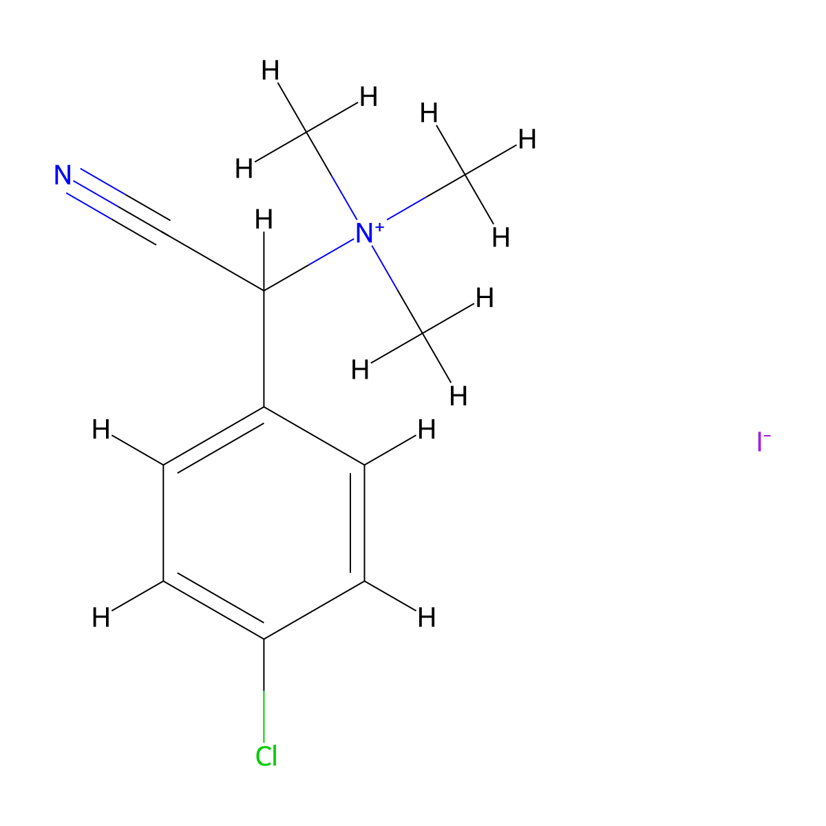 (4-Chlorophenyl)(cyano)-N,N,N-trimethylmethanaminium iodide molecular structure, CAS 73663-99-7