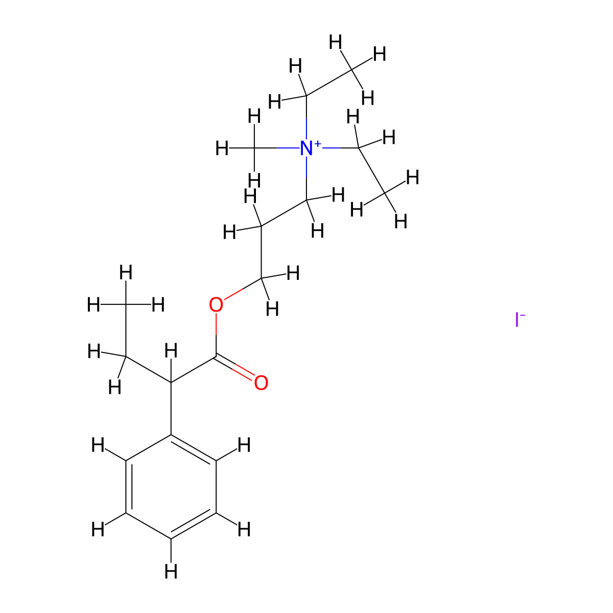 Ammonium, diethyl(3-hydroxypropyl)methyl-, iodide, 2-phenylbutyrate molecular structure, CAS 73664-07-0