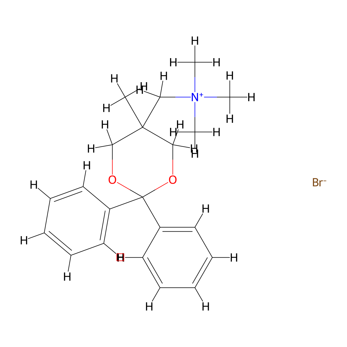 Ammonium, (2,2-diphenyl-5-methyl-5-dioxanylmethyl)trimethyl-, bromide molecular structure, CAS 73664-13-8