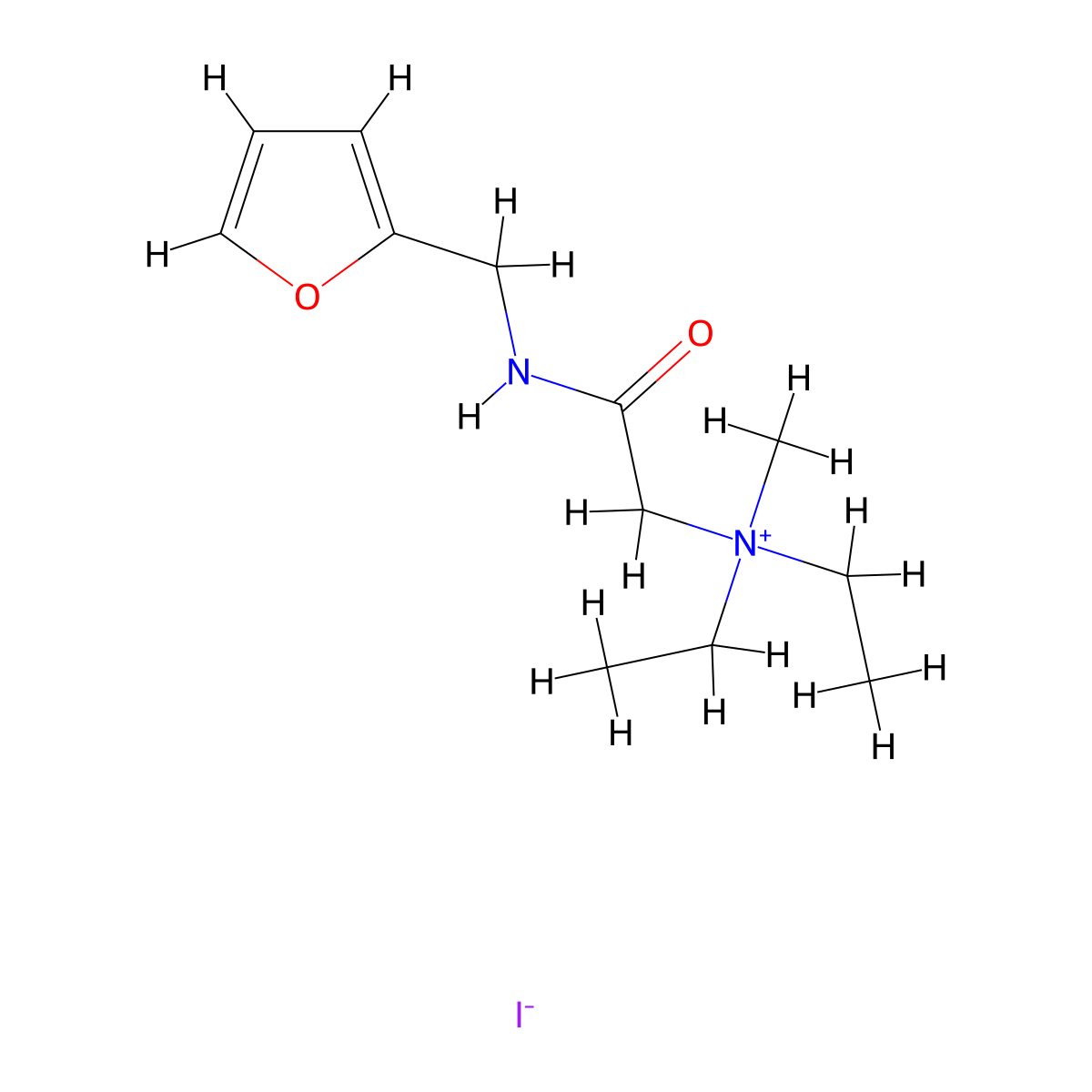 Ammonium, (2-furfurylcarbamoylmethyl)diethylmethyl-, iodide molecular structure, CAS 73664-17-2