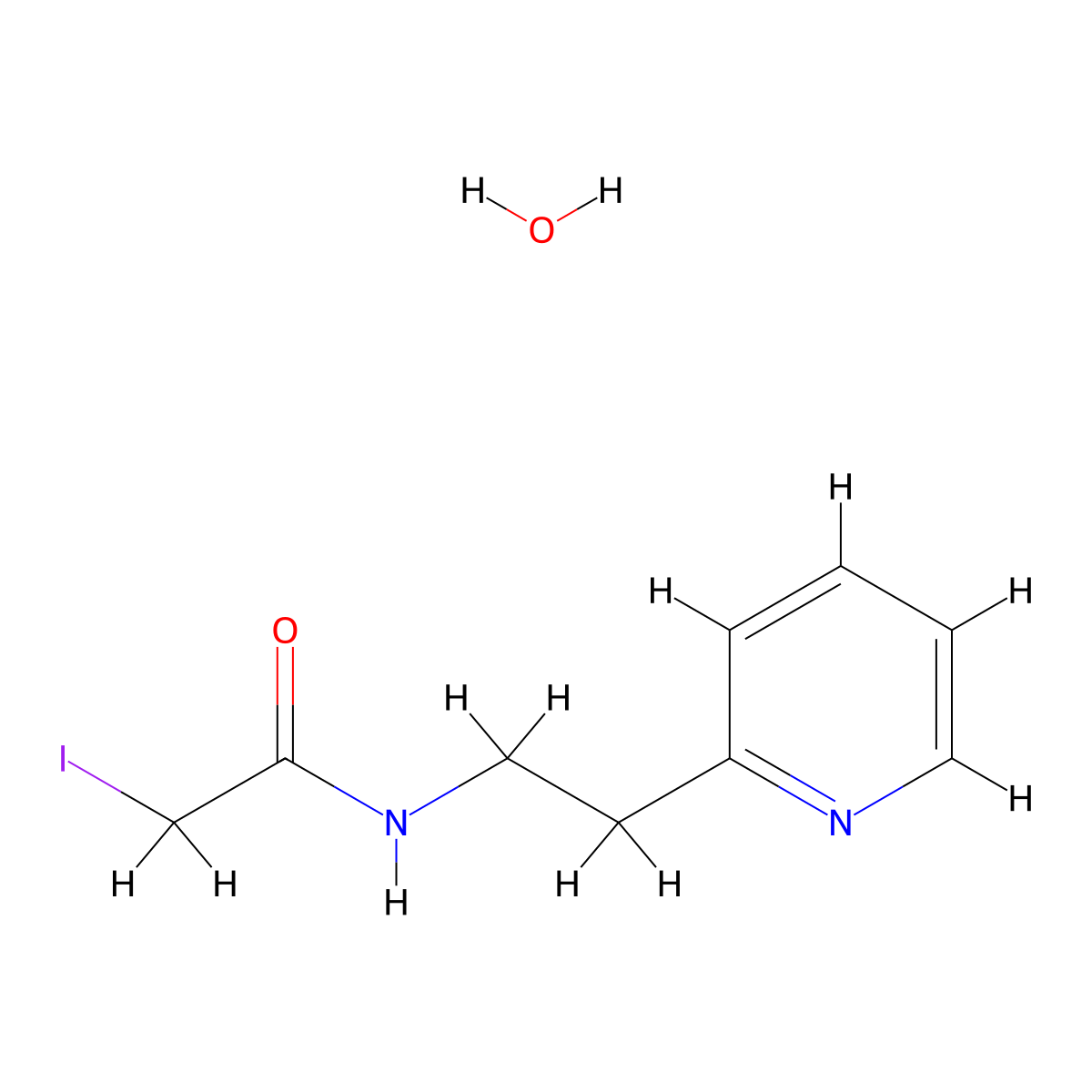 Acetamide, 2-iodo-N-(2-(2-pyridyl)ethyl)-, monohydrate molecular structure, CAS 73664-47-8