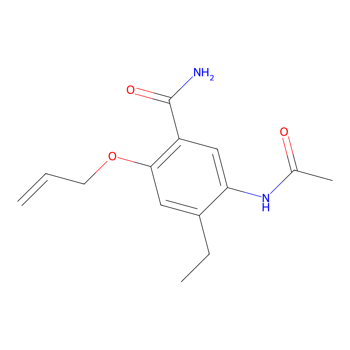 Benzamide, 5-acetamido-2-allyloxy-4-ethyl- molecular structure, CAS 73664-64-9