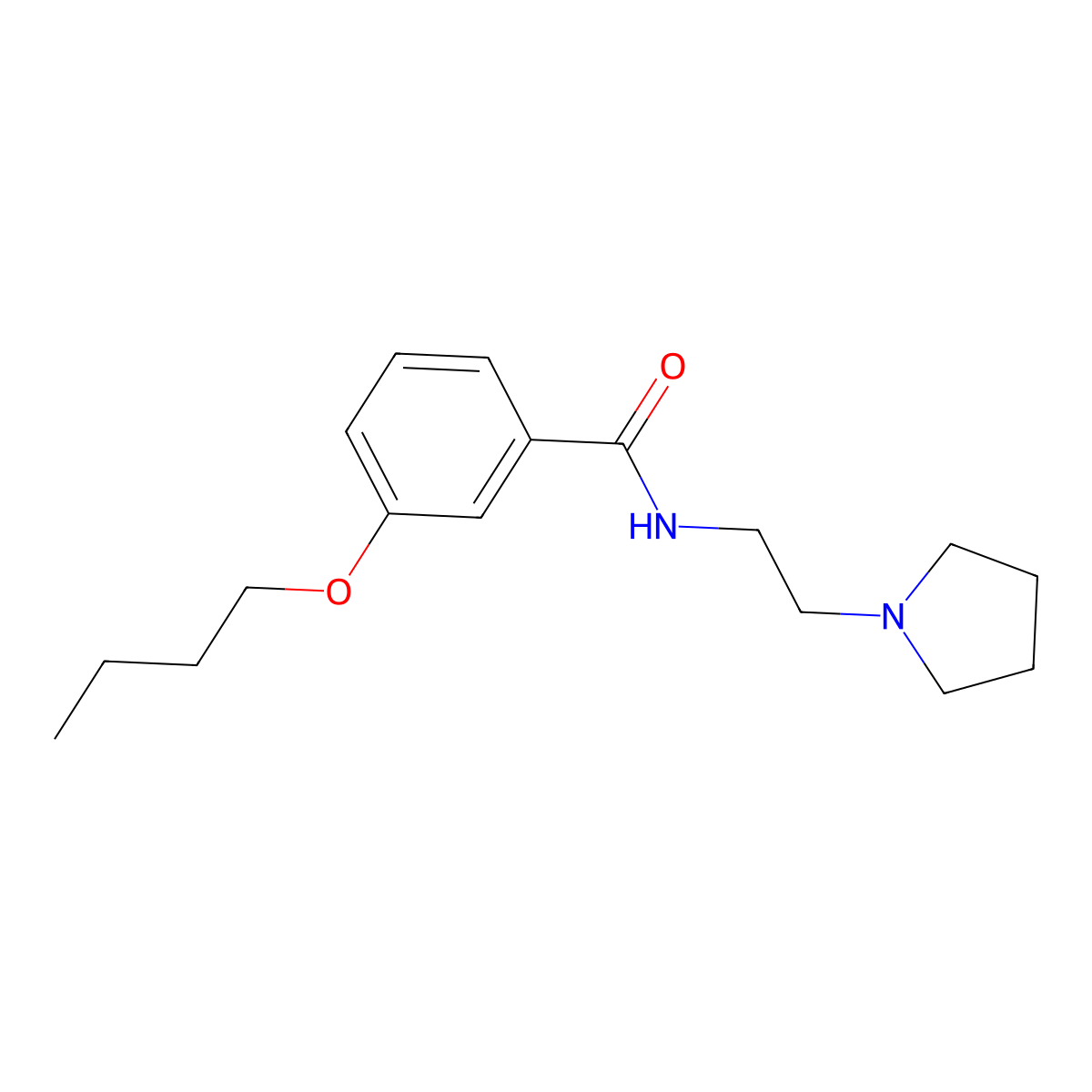 Benzamide, 3-butoxy-N-(2-(pyrrolidinyl)ethyl)- molecular structure, CAS 73664-73-0
