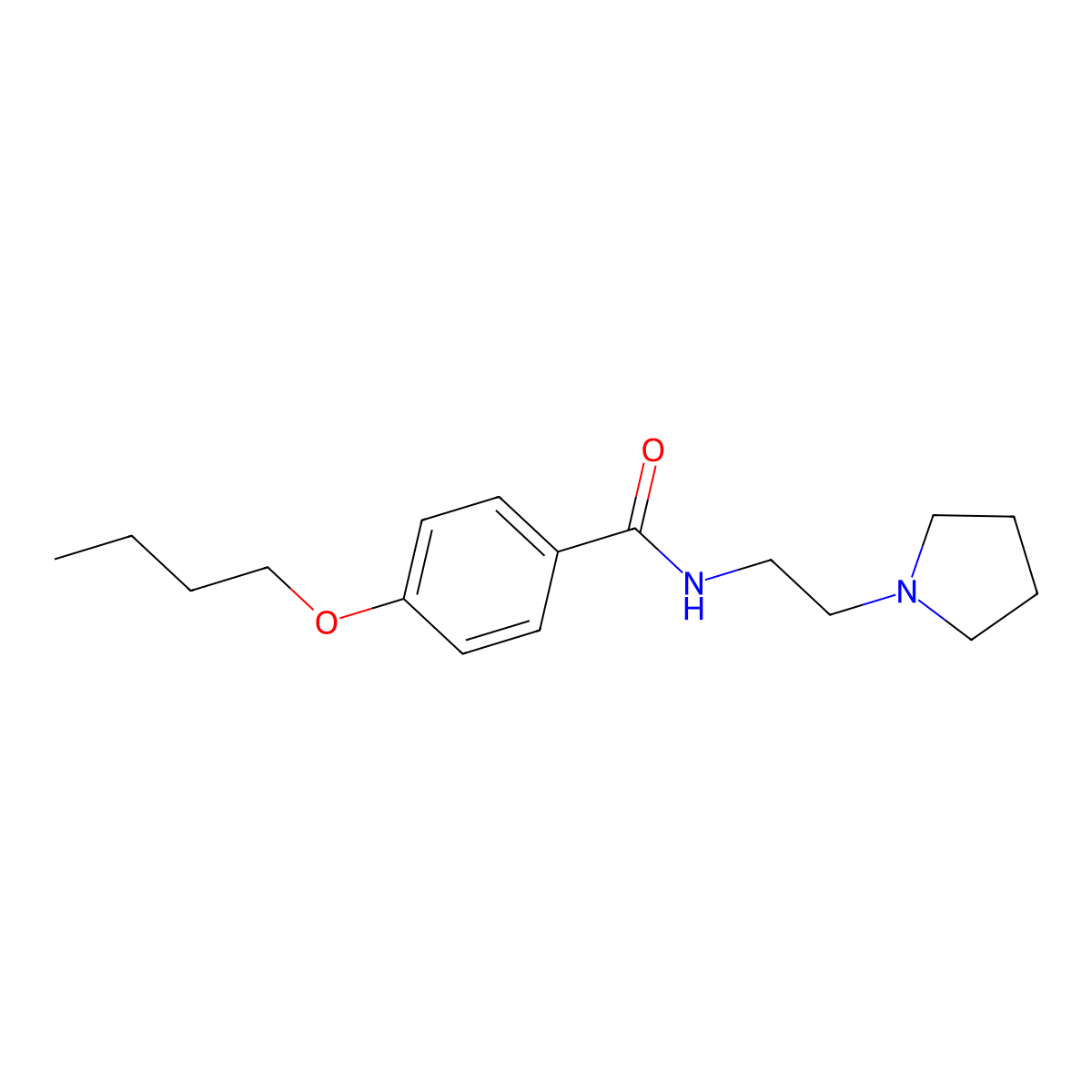 Benzamide, 4-butoxy-N-(2-(pyrrolidinyl)ethyl)- molecular structure, CAS 73664-74-1