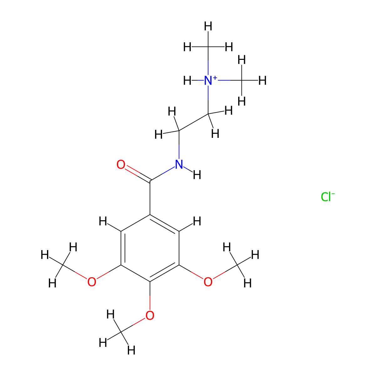 Benzamide, N-(2-dimethylaminoethyl)-3,4,5-trimethoxy-, hydrochloride molecular structure, CAS 73664-78-5