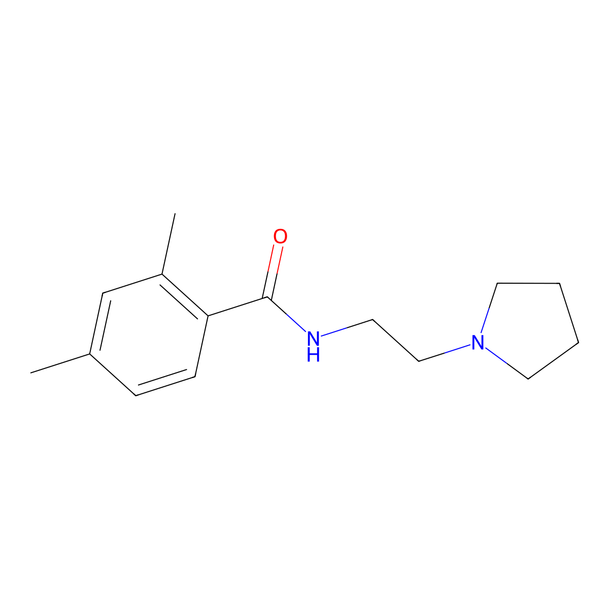 Benzamide, 2,6-dimethyl-N-(2-(pyrrolidinyl)ethyl)- molecular structure, CAS 73664-79-6