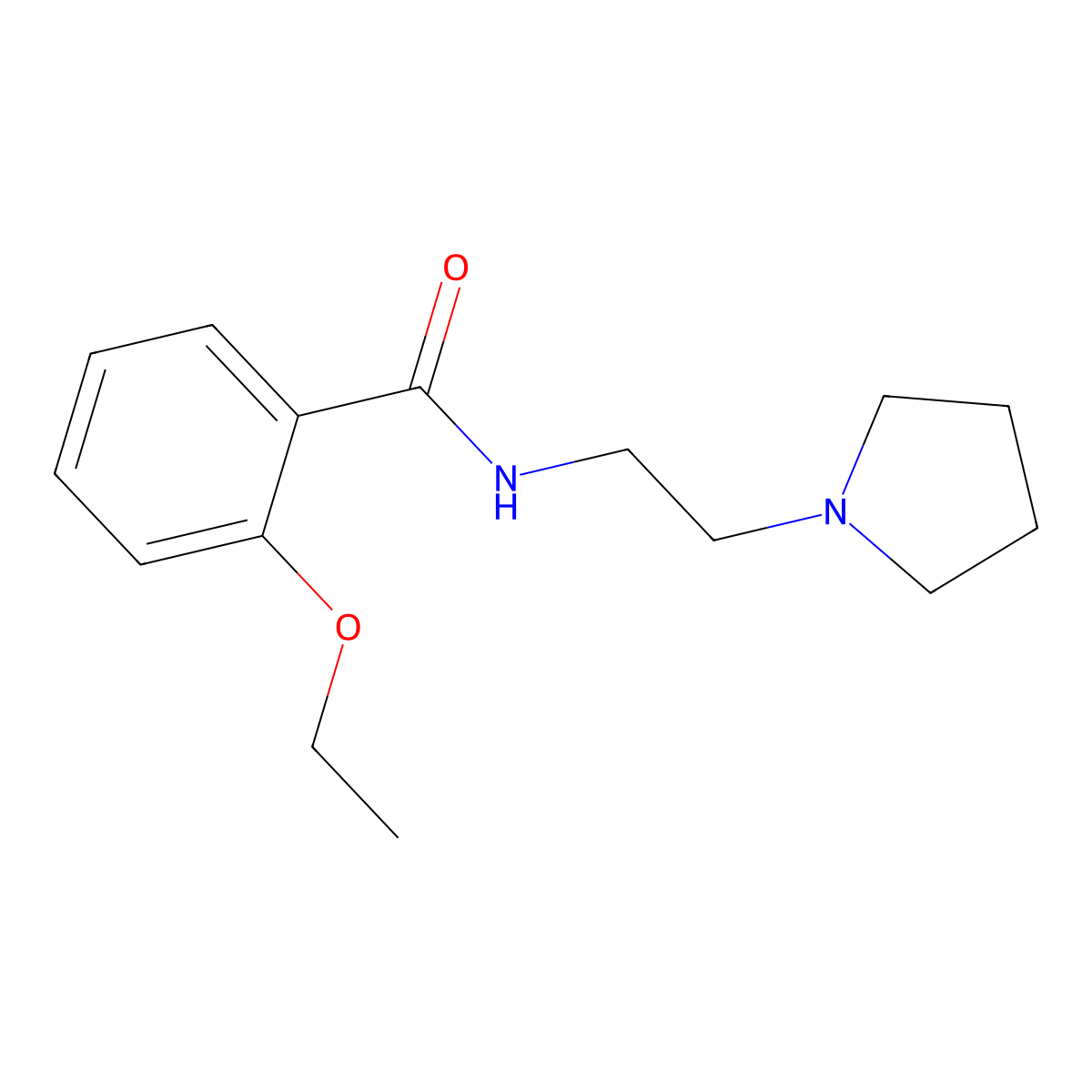 Benzamide, 2-ethoxy-N-(2-(pyrrolidinyl)ethyl)- molecular structure, CAS 73664-80-9