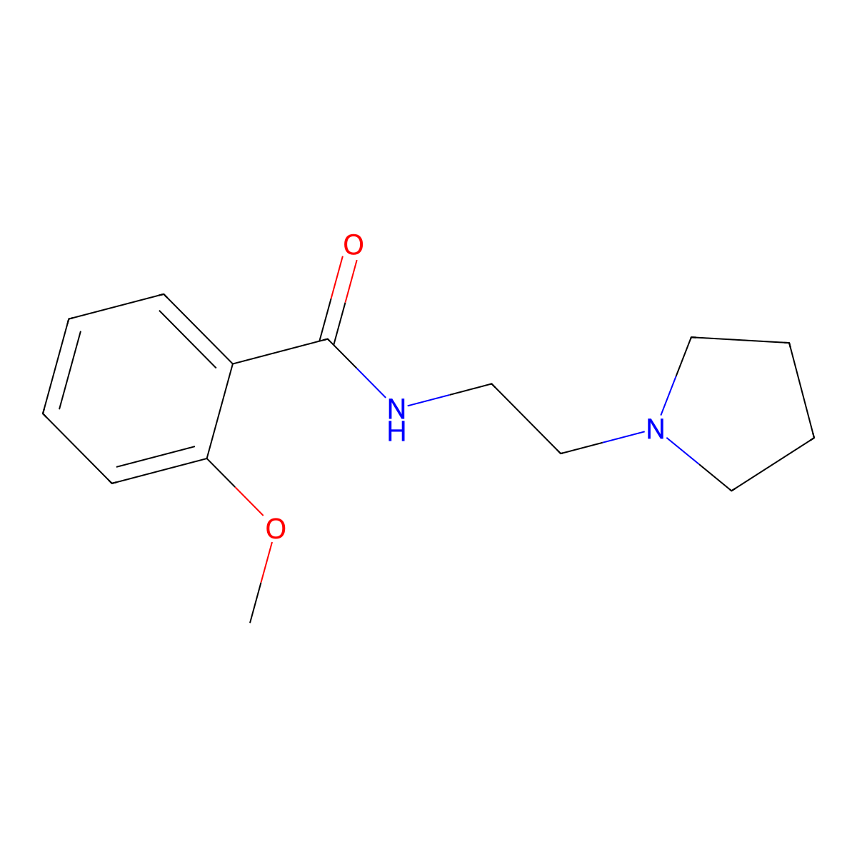 Benzamide, 2-methoxy-N-(2-(pyrrolidinyl)ethyl)- molecular structure, CAS 73664-81-0