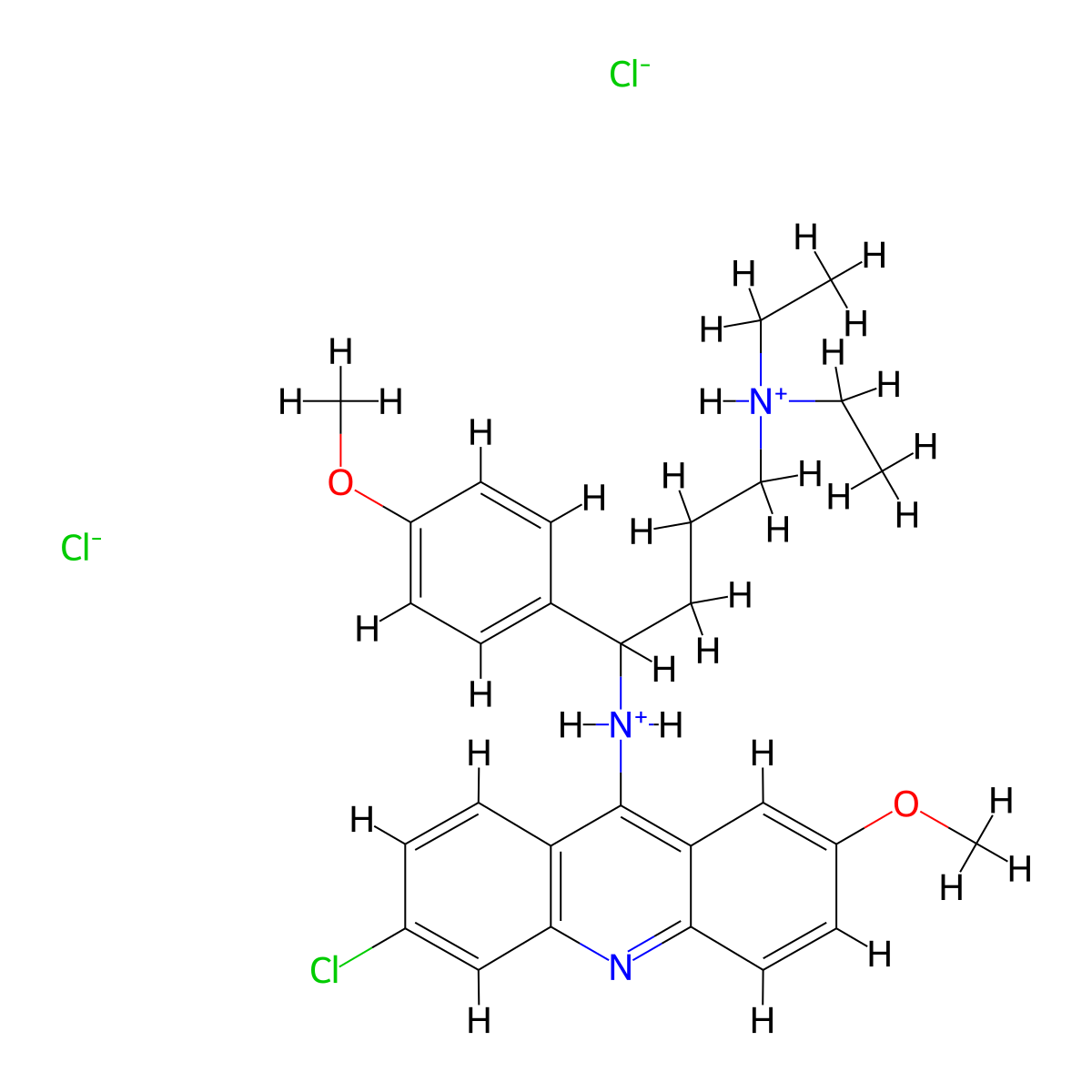 Acridine, 3-chloro-9-(4-(diethylamino)-1-(4-methoxyphenyl)butylamino)-7-methoxy-, dihydrochloride, hydrate molecular structure, CAS 73680-44-1