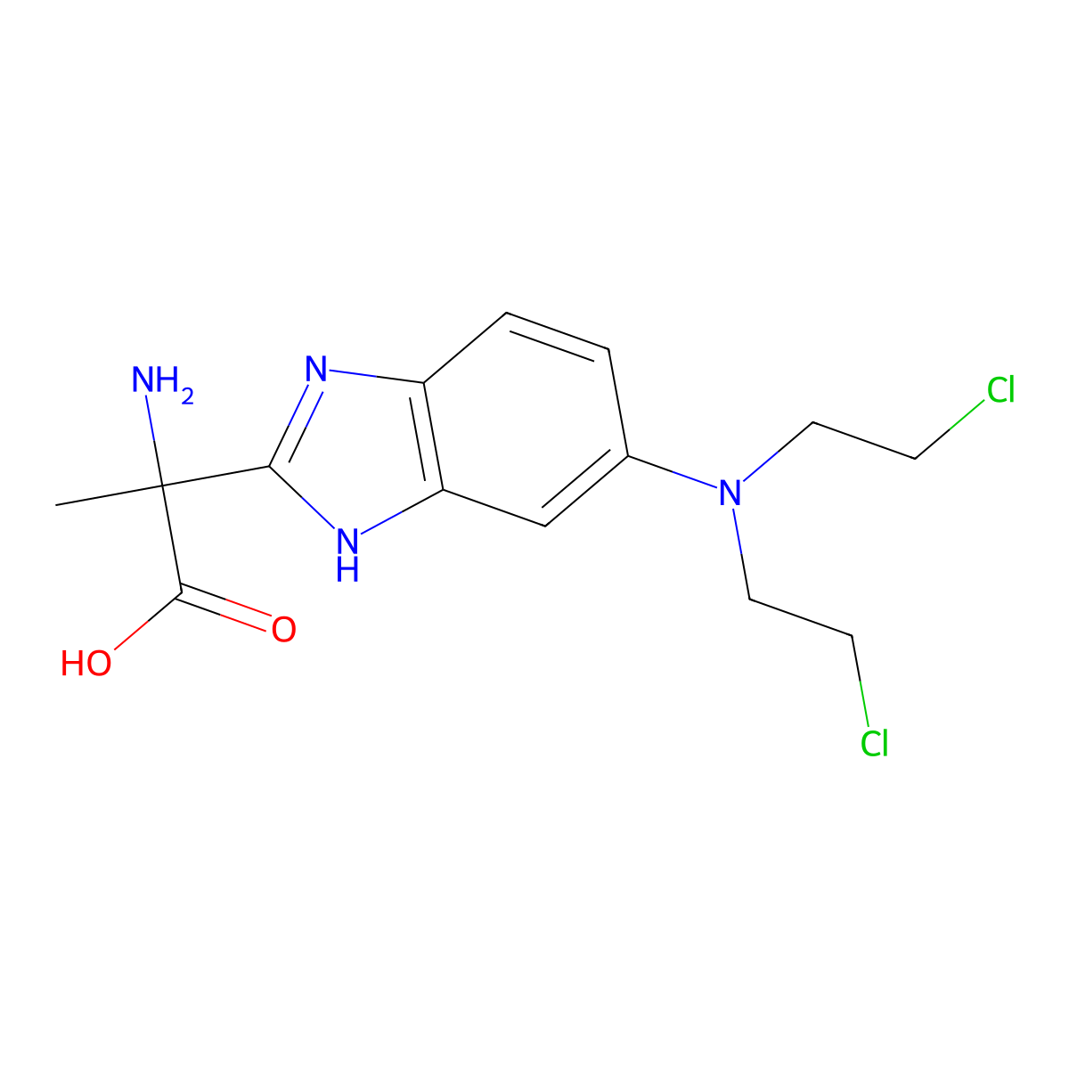 Alanine, 2-(5-(bis(2-chloroethyl)amino)-2-benzimidazolyl)- molecular structure, CAS 73680-54-3