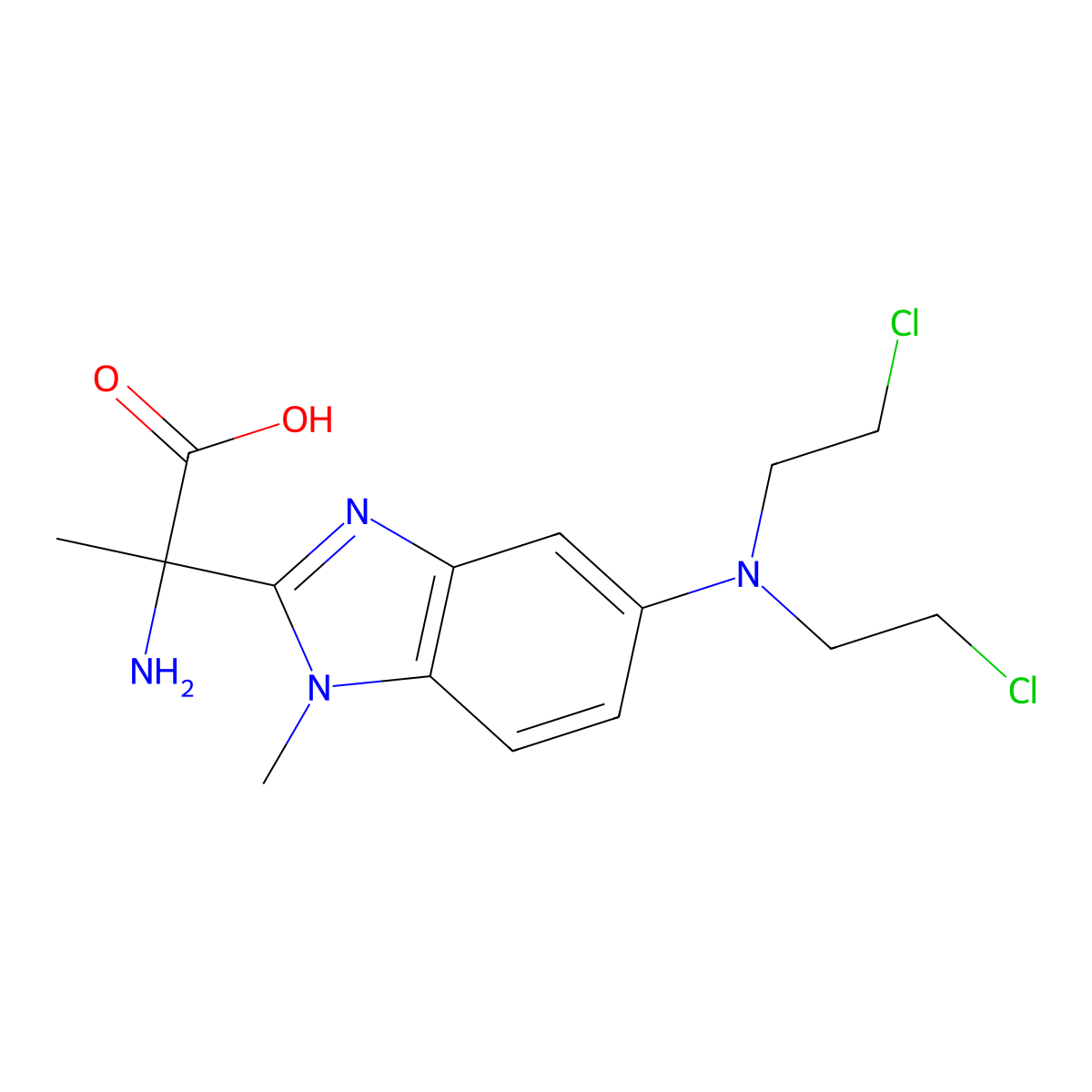 Alanine, 2-(5-(bis(2-chloroethyl)amino)-1-methyl-2-benzimidazolyl)- molecular structure, CAS 73680-55-4