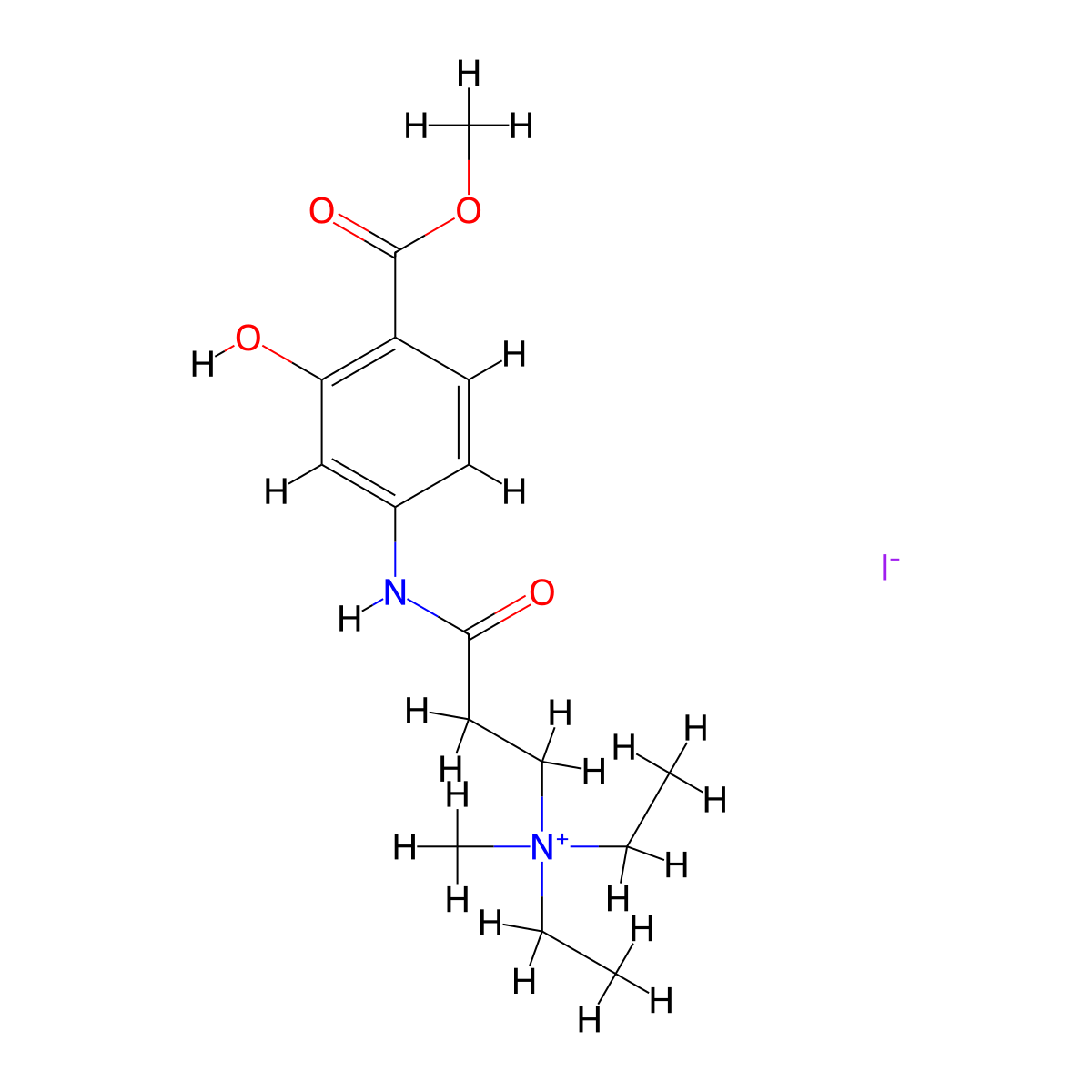 Ammonium, (2-(4-carboxy-3-hydroxycarbanilino)ethyl)diethylmethyl-, iodide, methyl ester molecular structure, CAS 73680-81-6