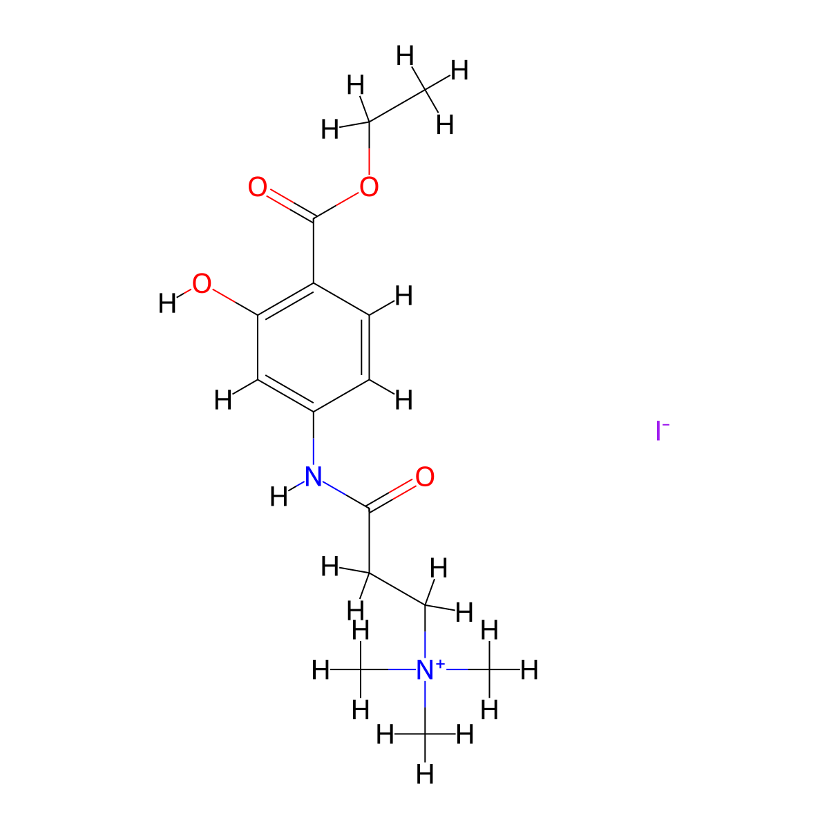 Ammonium, (2-(4-carboxy-3-hydroxycarbanilino)ethyl)trimethyl-, iodide, ethyl ester molecular structure, CAS 73680-82-7
