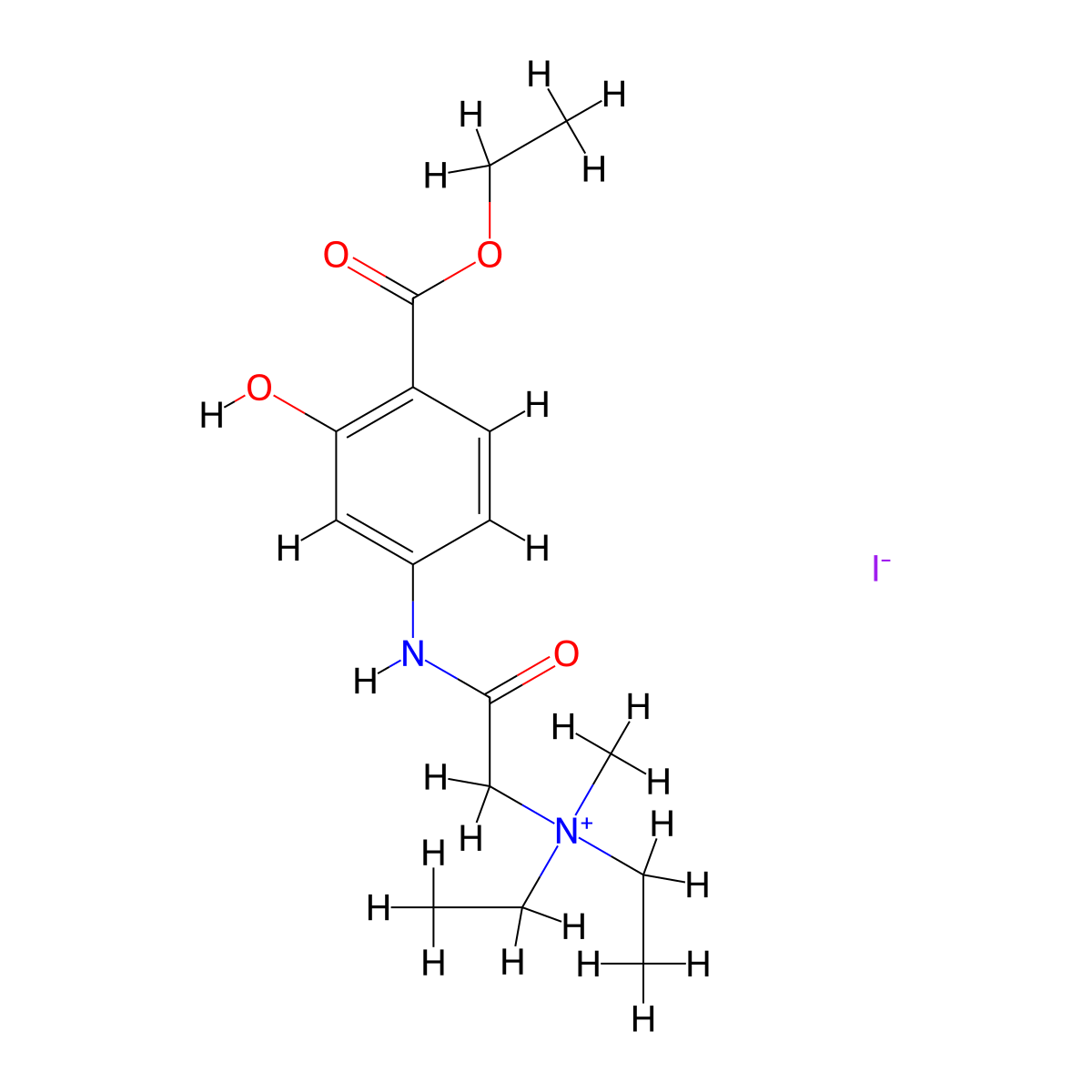 Ammonium, (4-carboxy-3-hydroxycarbanilinomethyl)diethylmethyl-, iodide, ethyl ester molecular structure, CAS 73680-85-0