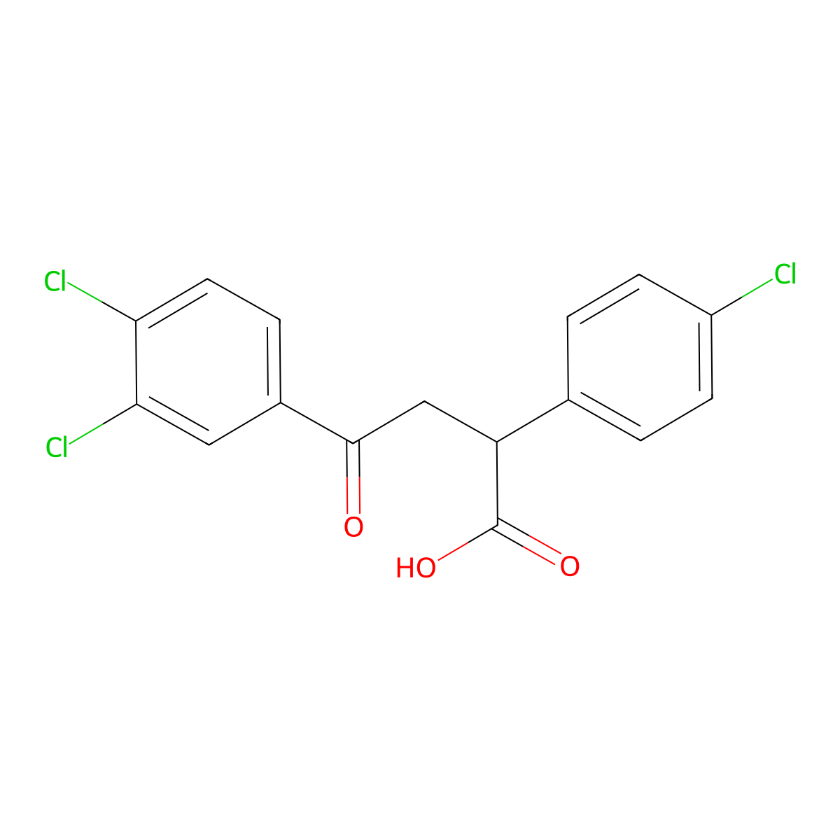 2-(4-Chlorophenyl)-4-(3,4-dichlorophenyl)-4-oxobutanoic acid molecular structure, CAS 73684-83-0